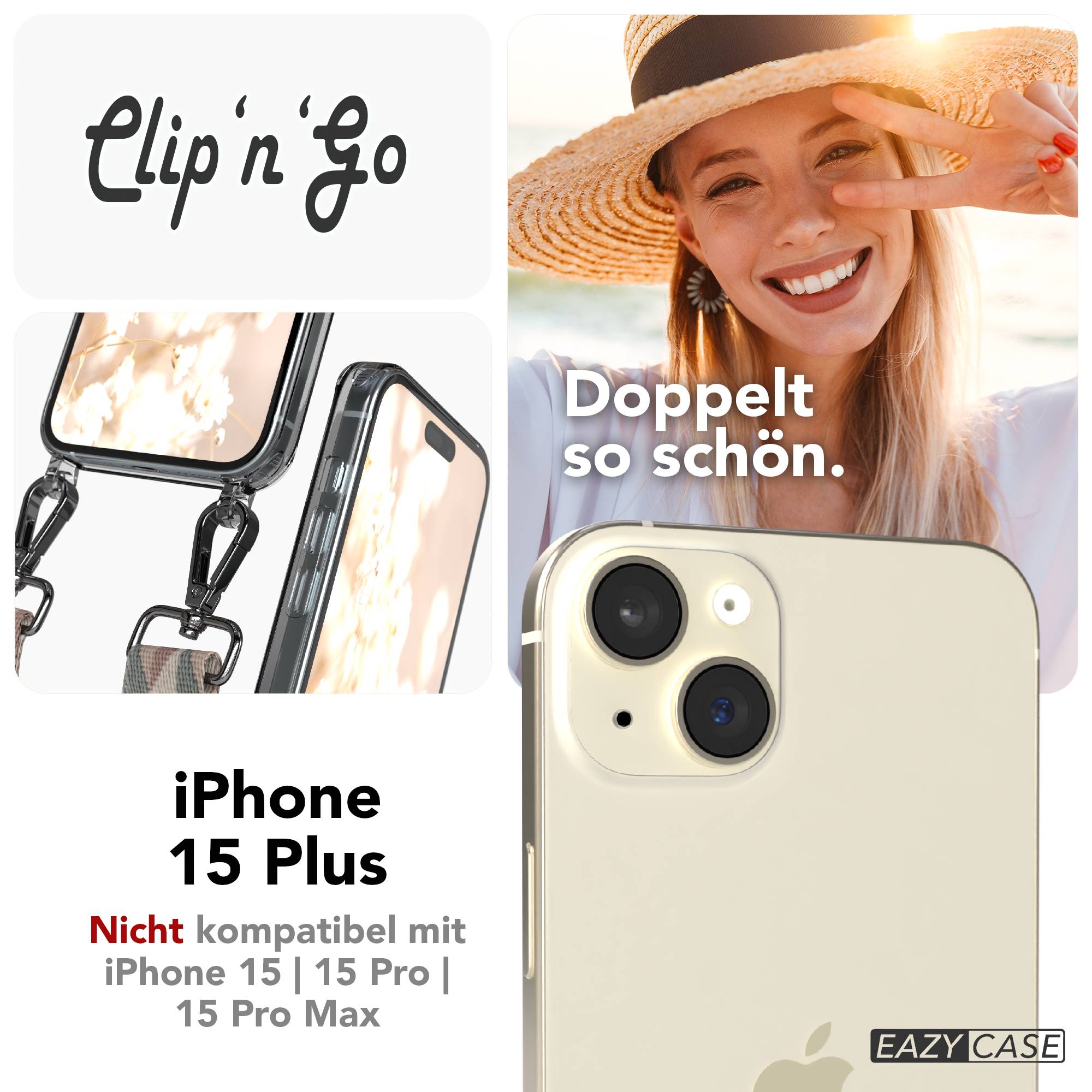 iPhone 15 Plus MagSafe Handykette mit verstellbarem Boho Band Umhängeriemen