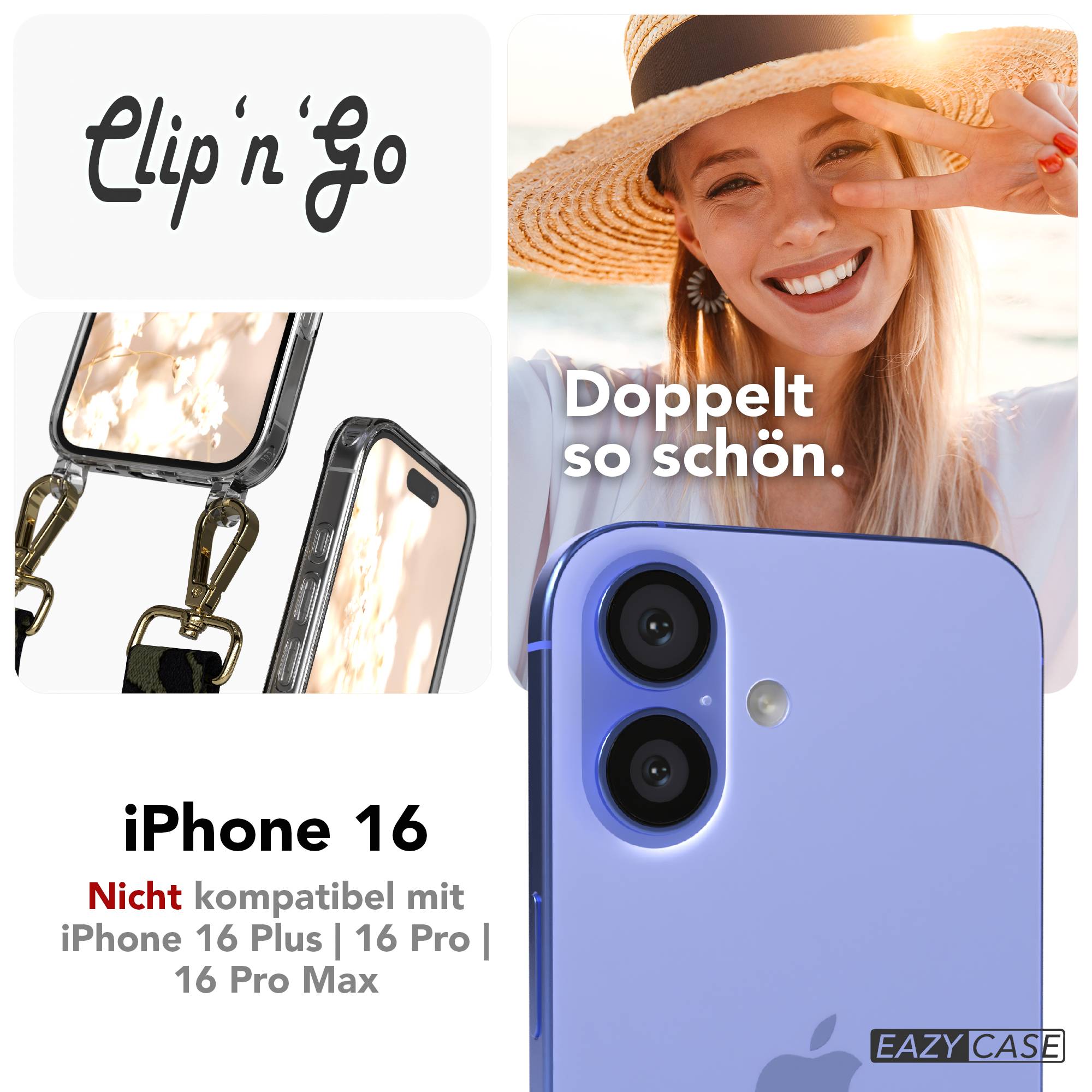 iPhone 16 MagSafe Handykette mit Boho Band verstellbar Umhängekette
