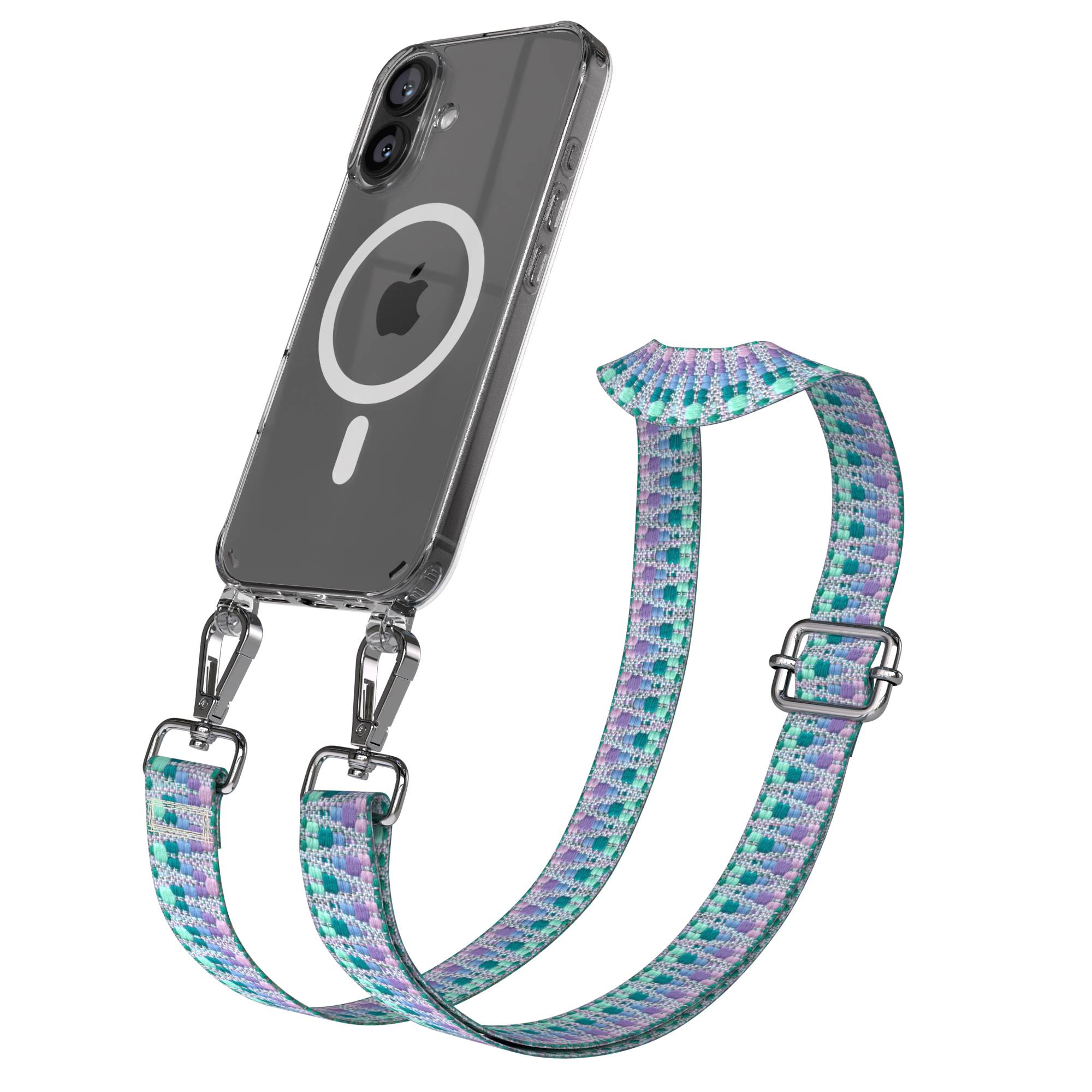 iPhone 16 MagSafe Handykette mit Boho Band verstellbar Umhängekette