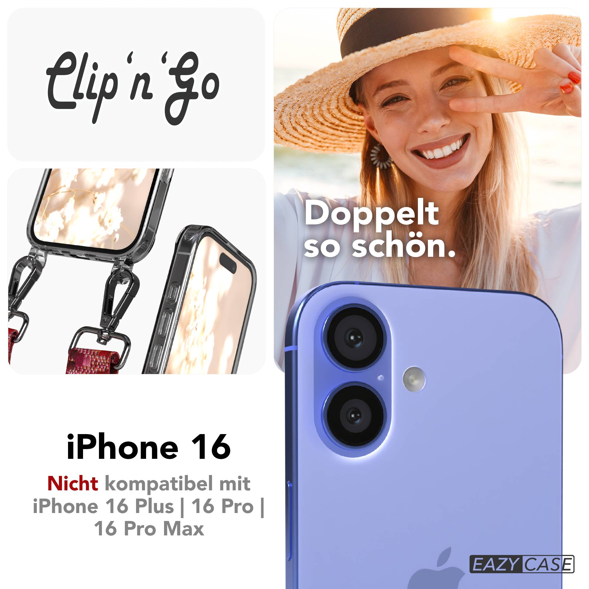 iPhone 16 MagSafe Handykette mit Boho Band verstellbar Umhängekette