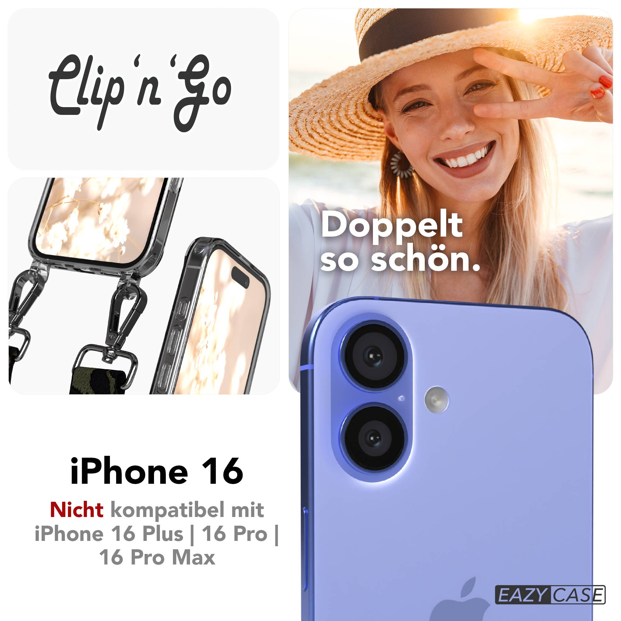 iPhone 16 MagSafe Handykette mit Boho Band verstellbar Umhängekette