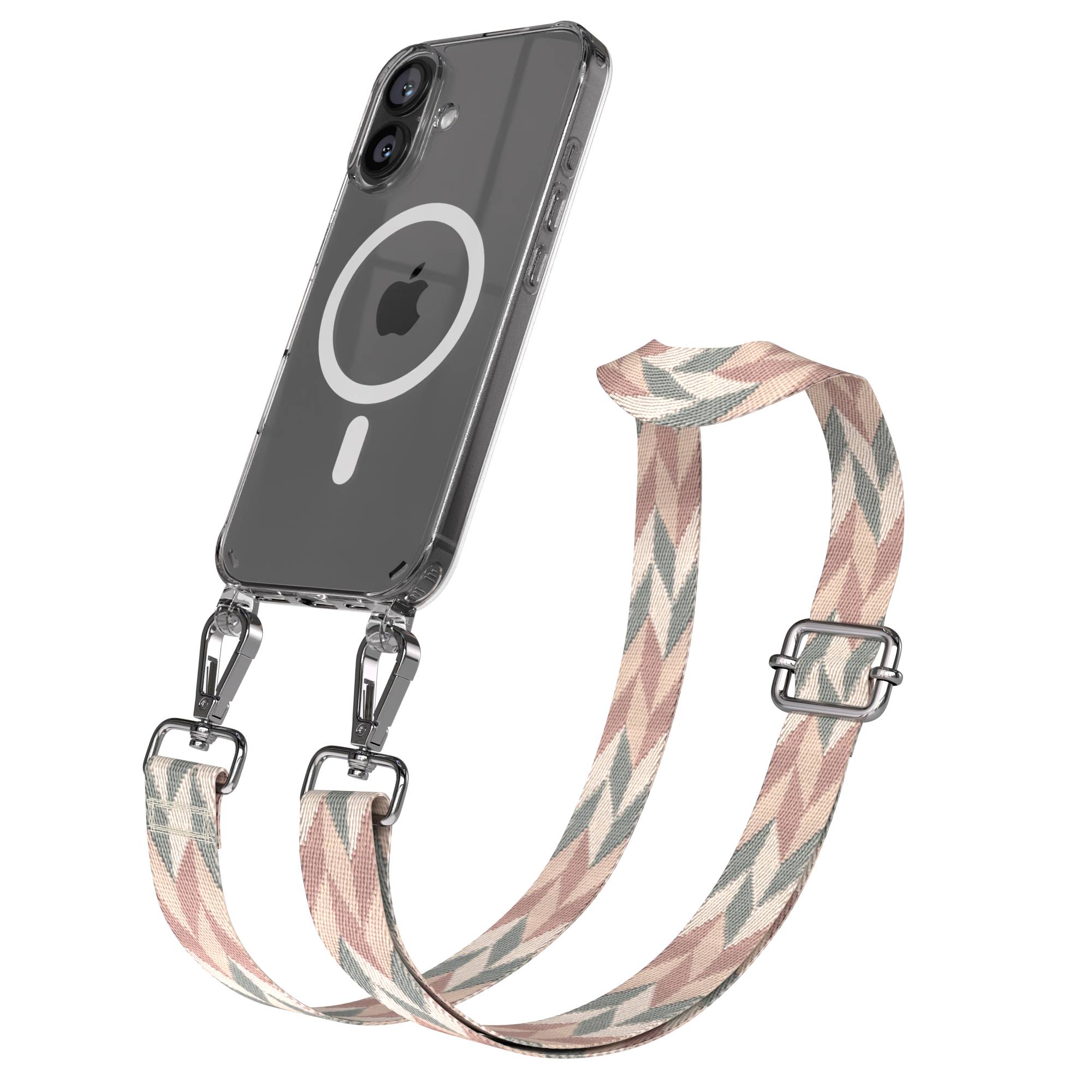 iPhone 16 MagSafe Handykette mit Boho Band verstellbar Umhängekette