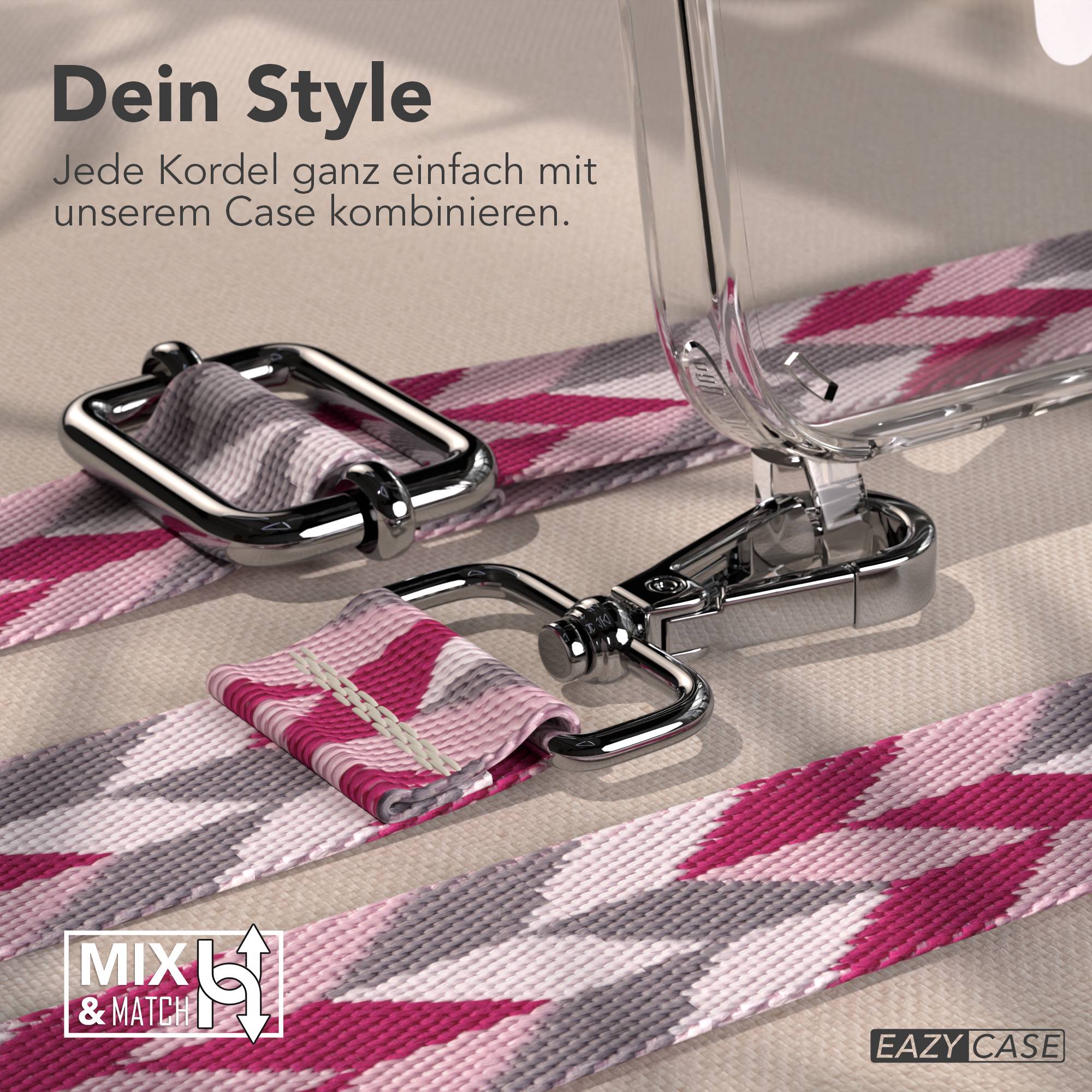 iPhone 16 MagSafe Handykette mit Boho Band verstellbar Umhängekette