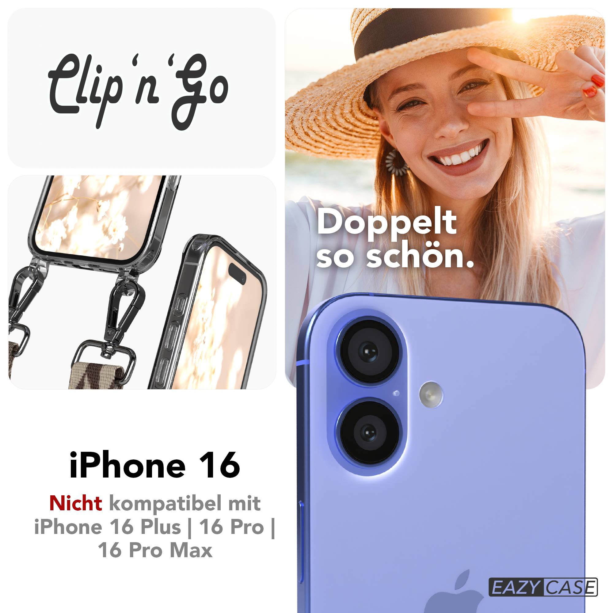 iPhone 16 MagSafe Handykette mit Boho Band verstellbar Umhängekette