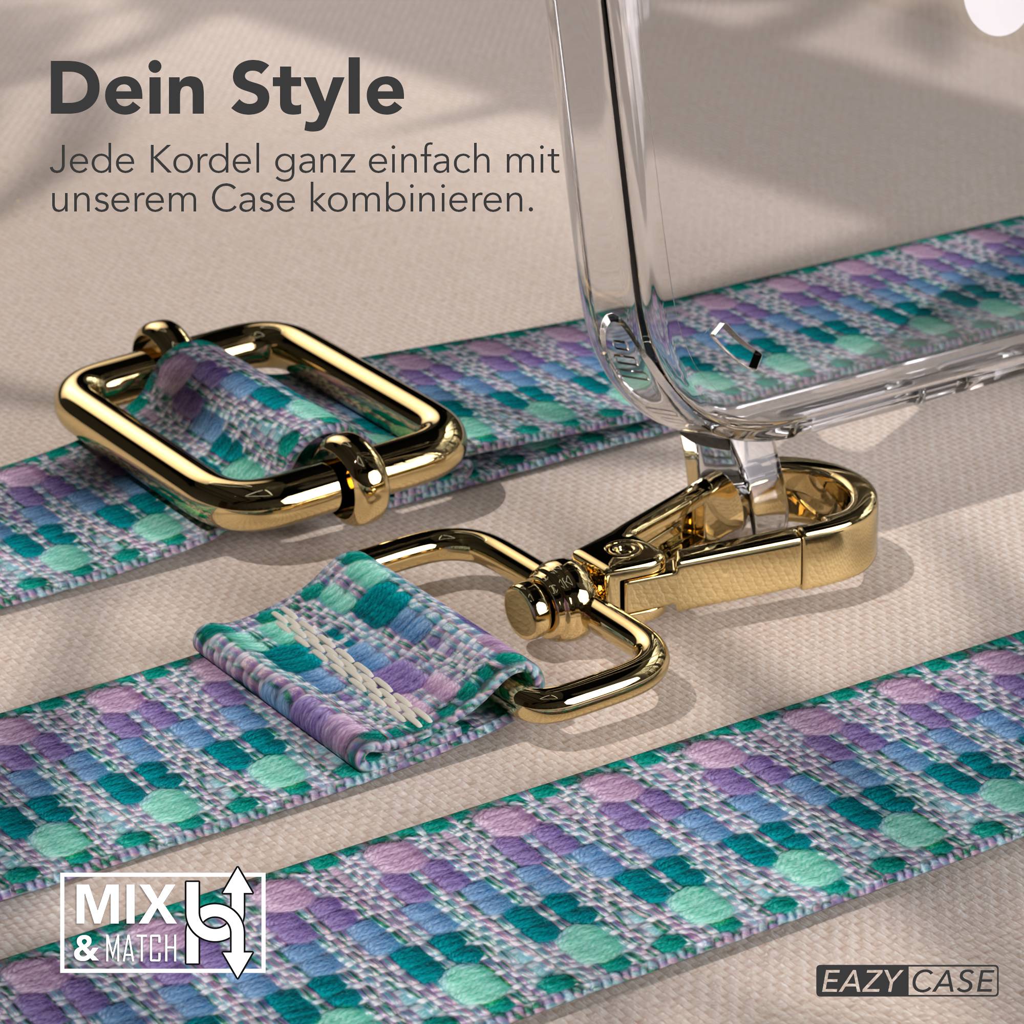 iPhone 16 Plus MagSafe Handykette mit Boho Band verstellbar