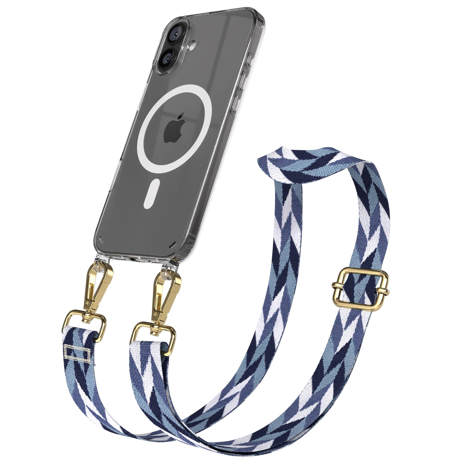 iPhone 16 Plus MagSafe Handykette mit Boho Band verstellbar