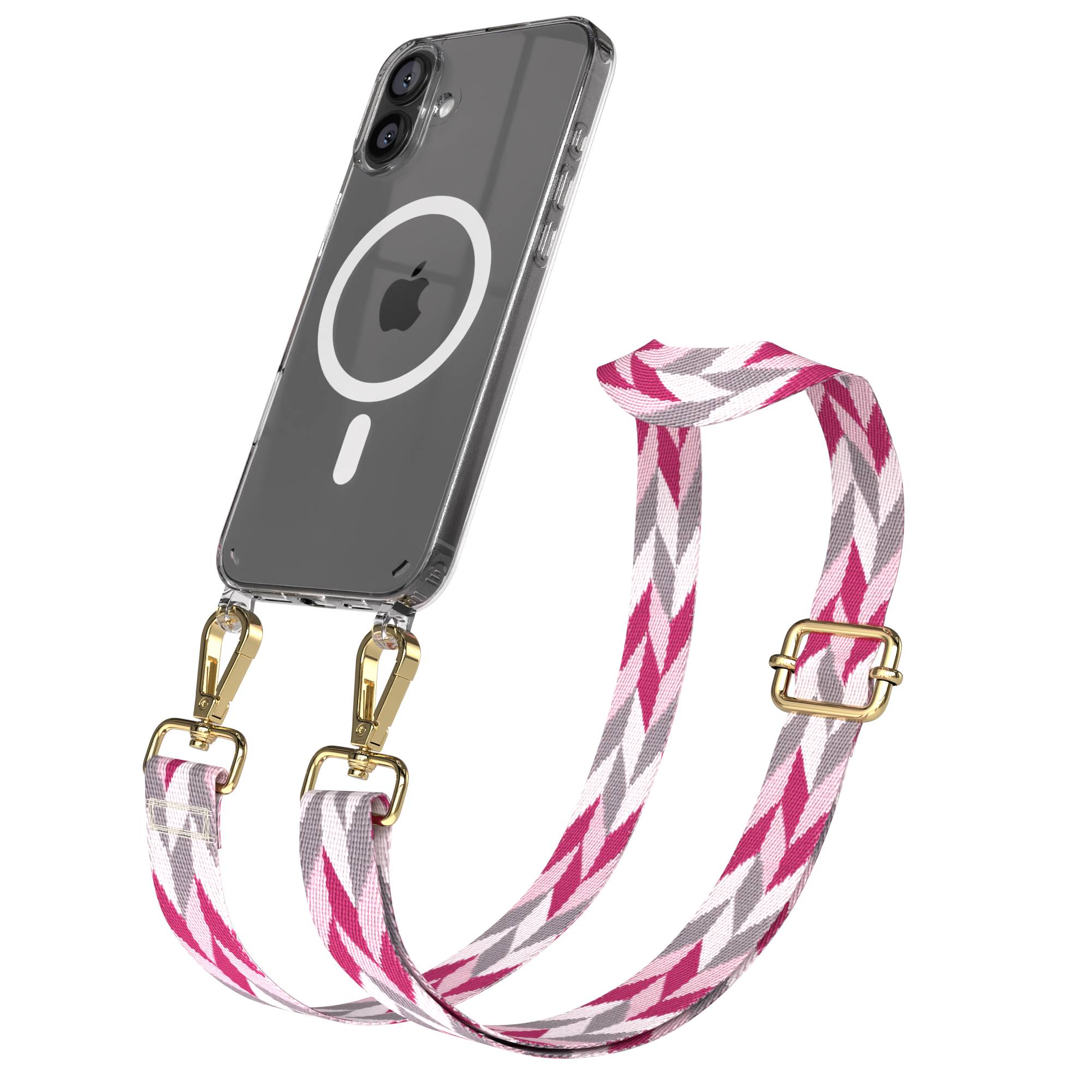 iPhone 16 Plus MagSafe Handykette mit Boho Band verstellbar