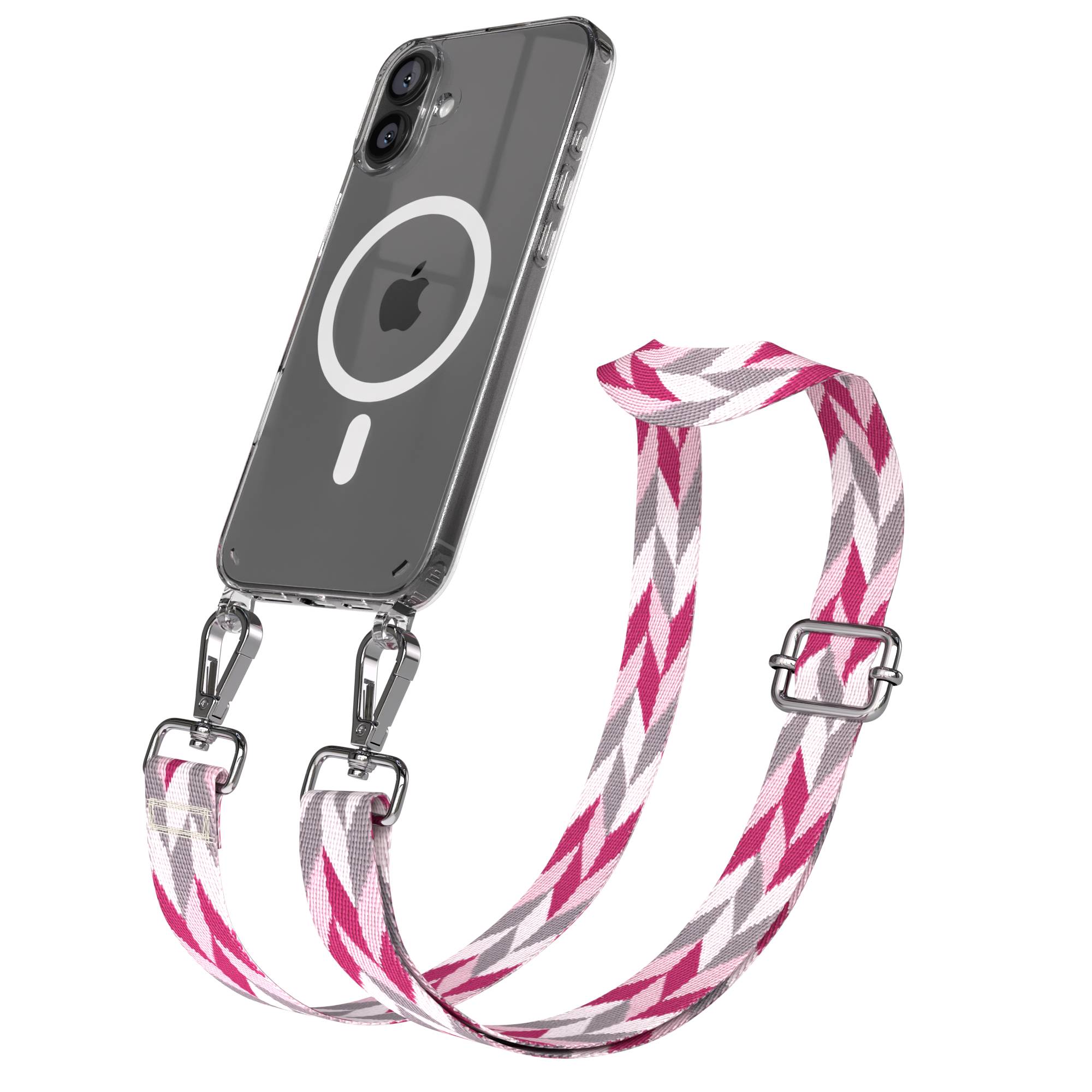 iPhone 16 Plus MagSafe Handykette mit Boho Band verstellbar