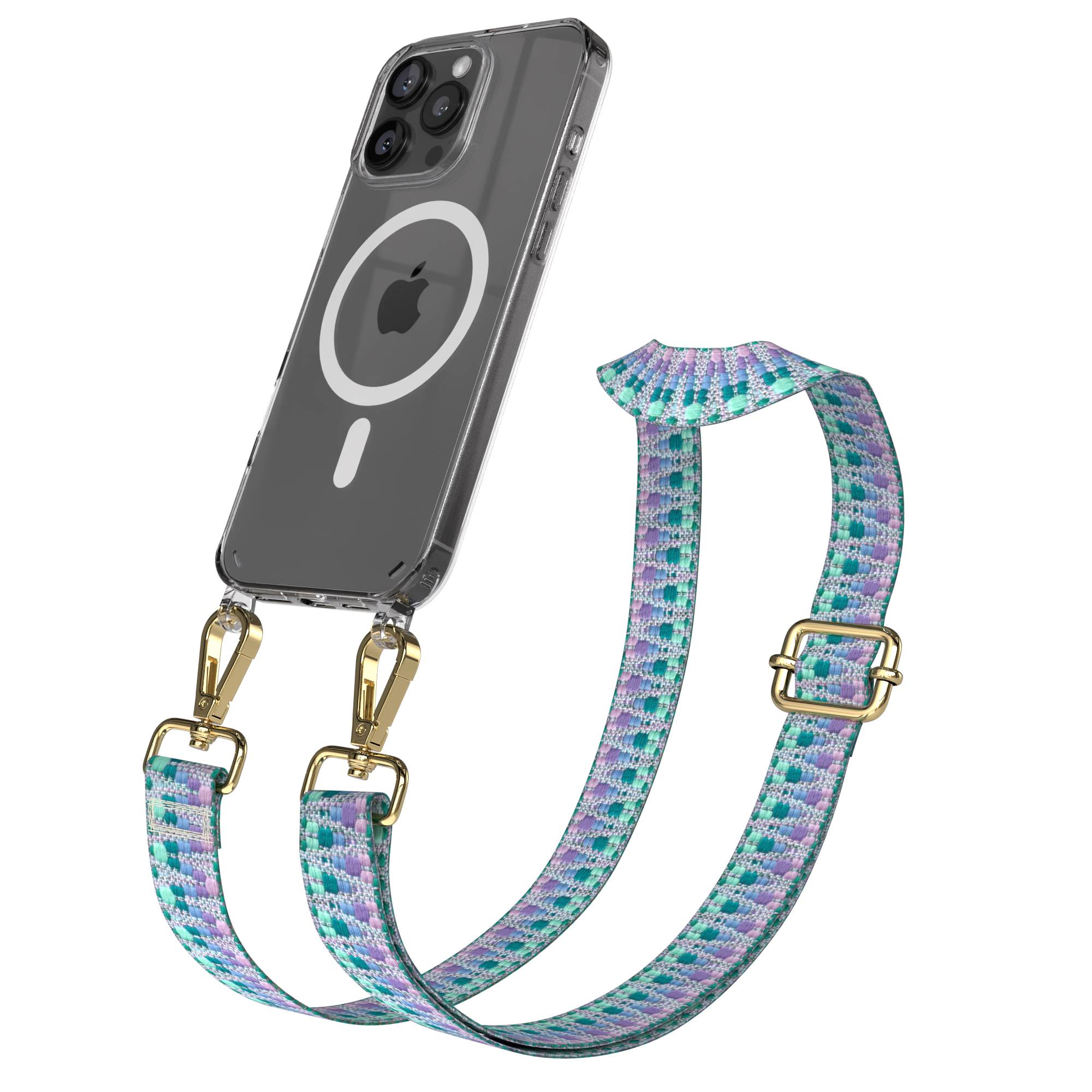 iPhone 16 Pro Max MagSafe Handykette mit verstellbarem Boho Trageriemen