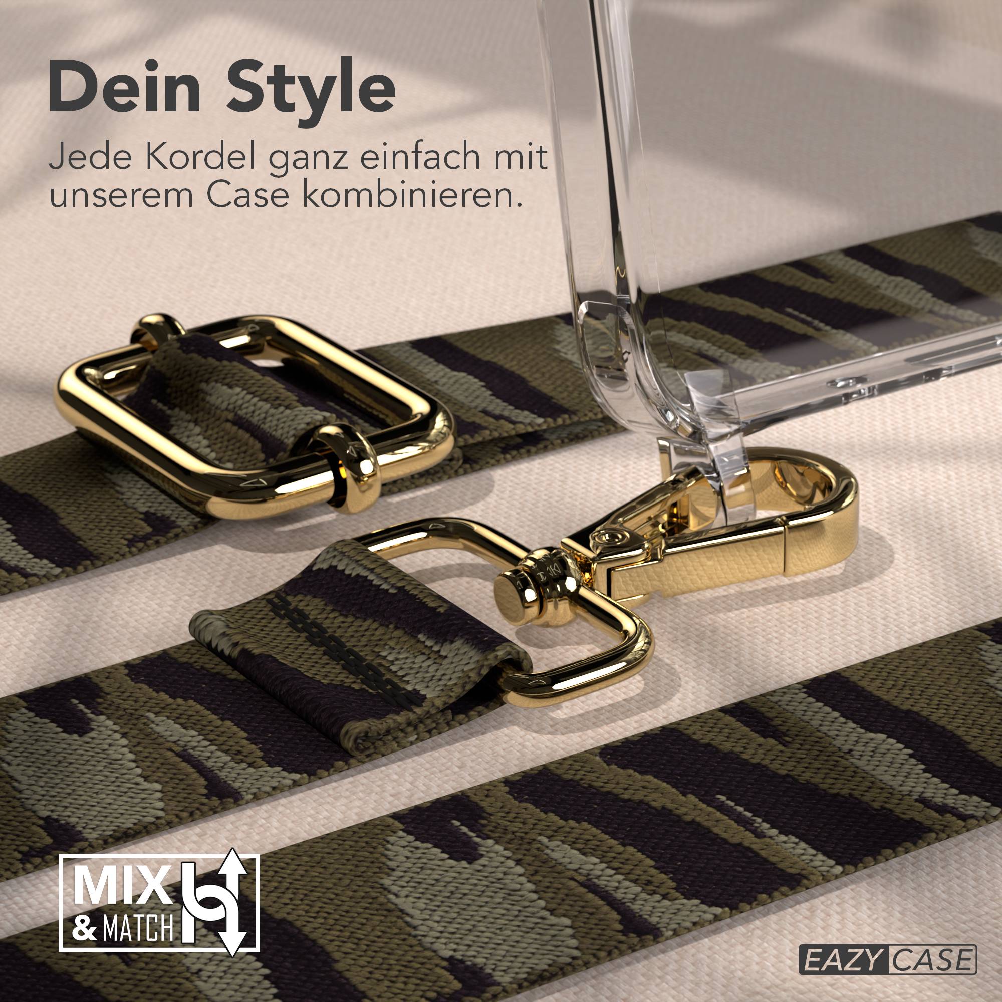 Samsung Galaxy A26 Handykette mit MagSafe Halterung und Boho Trageriemen Set #farbe_grun-camouflage-metallfarbe-gold