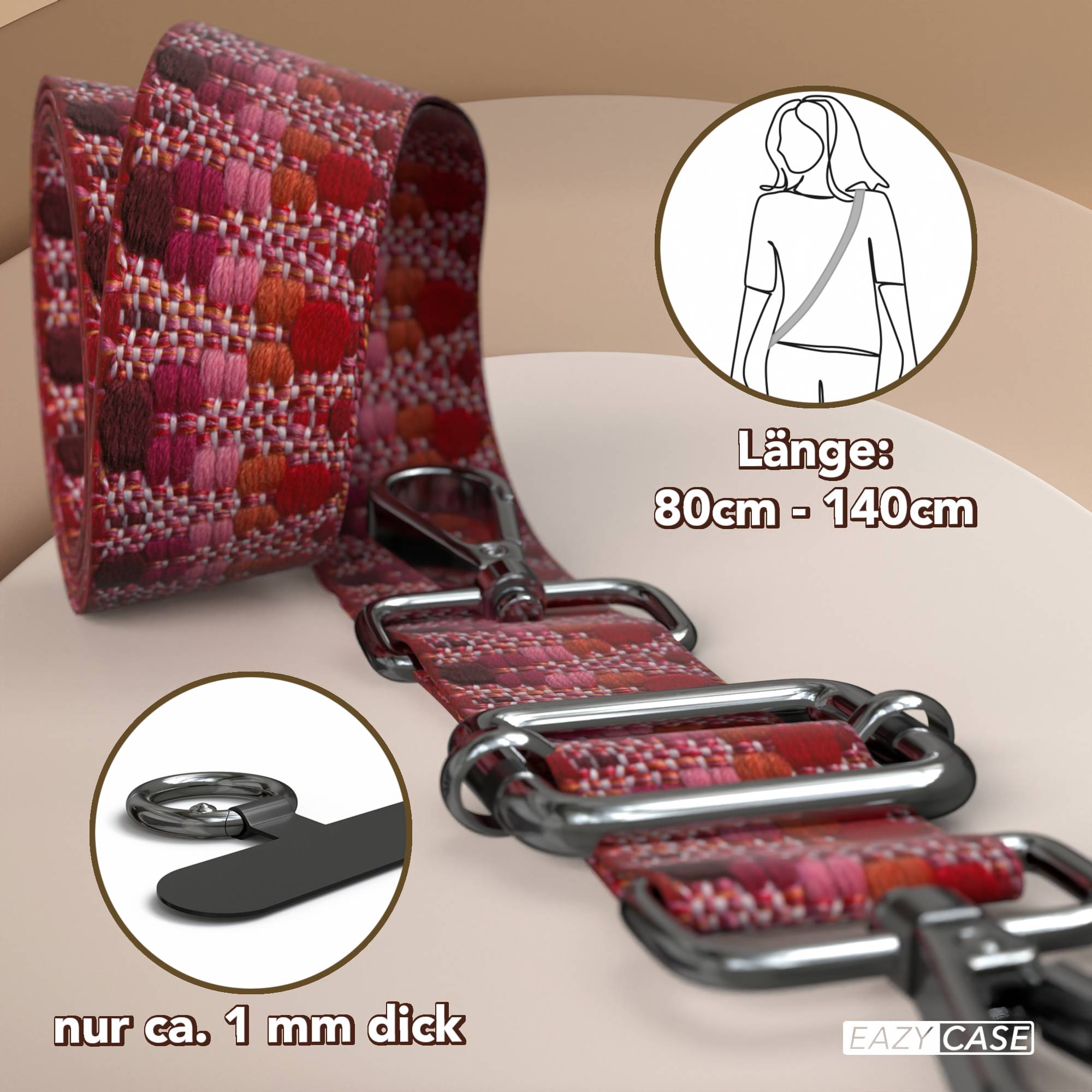 Universal Handykette mit verstellbarem Riemen und Karabinerhaken EAZY CASE