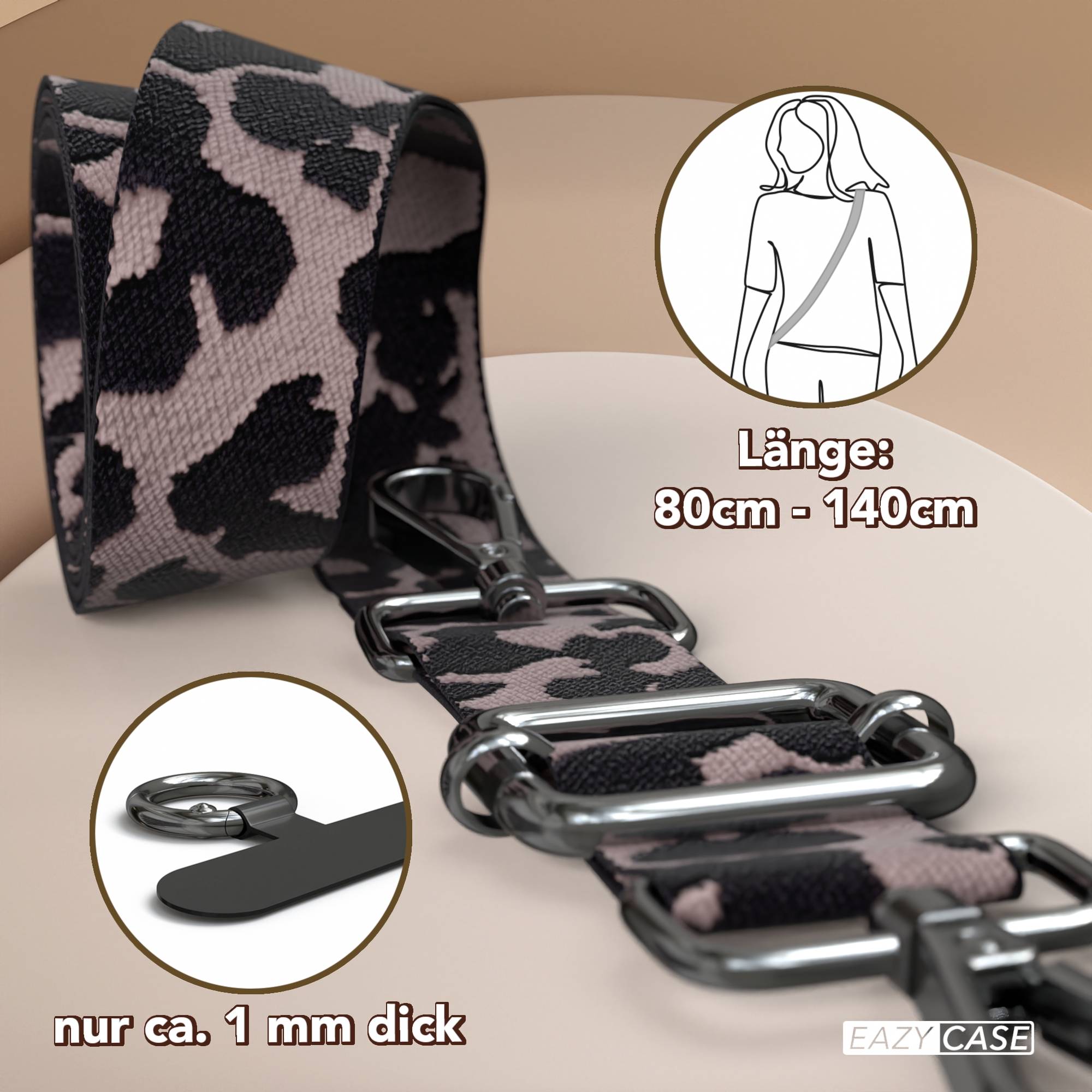 Universal Handykette mit verstellbarem Riemen und Karabinerhaken EAZY CASE