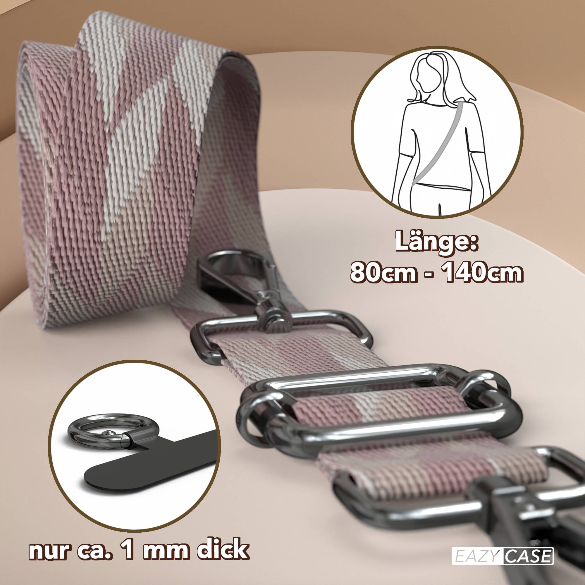 Universal Handykette mit verstellbarem Riemen und Karabinerhaken EAZY CASE