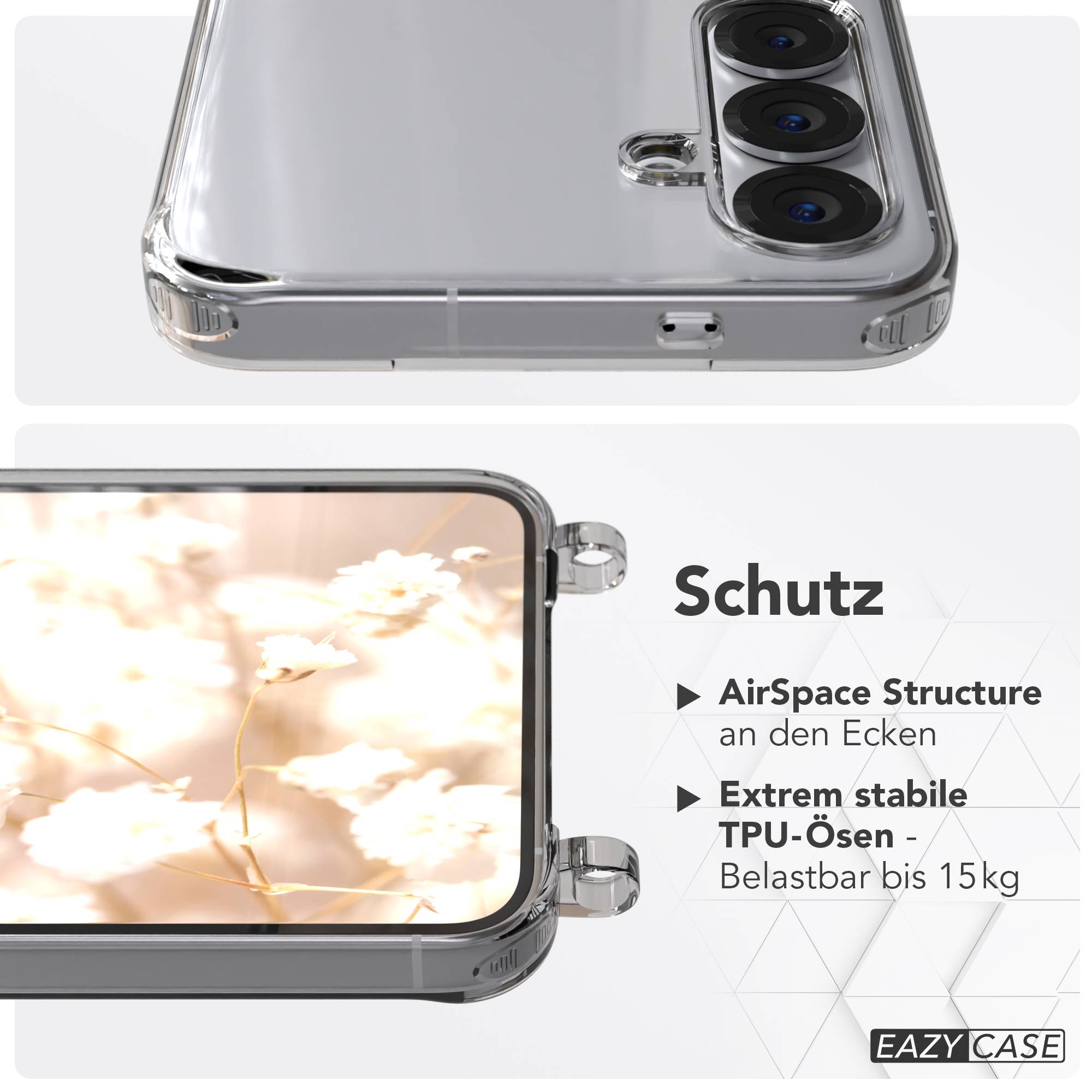 Samsung Galaxy S25 Plus Handykette mit Boho Band verstellbarer Trageriemen #farbe_grun-camouflage-metallfarbe-gold