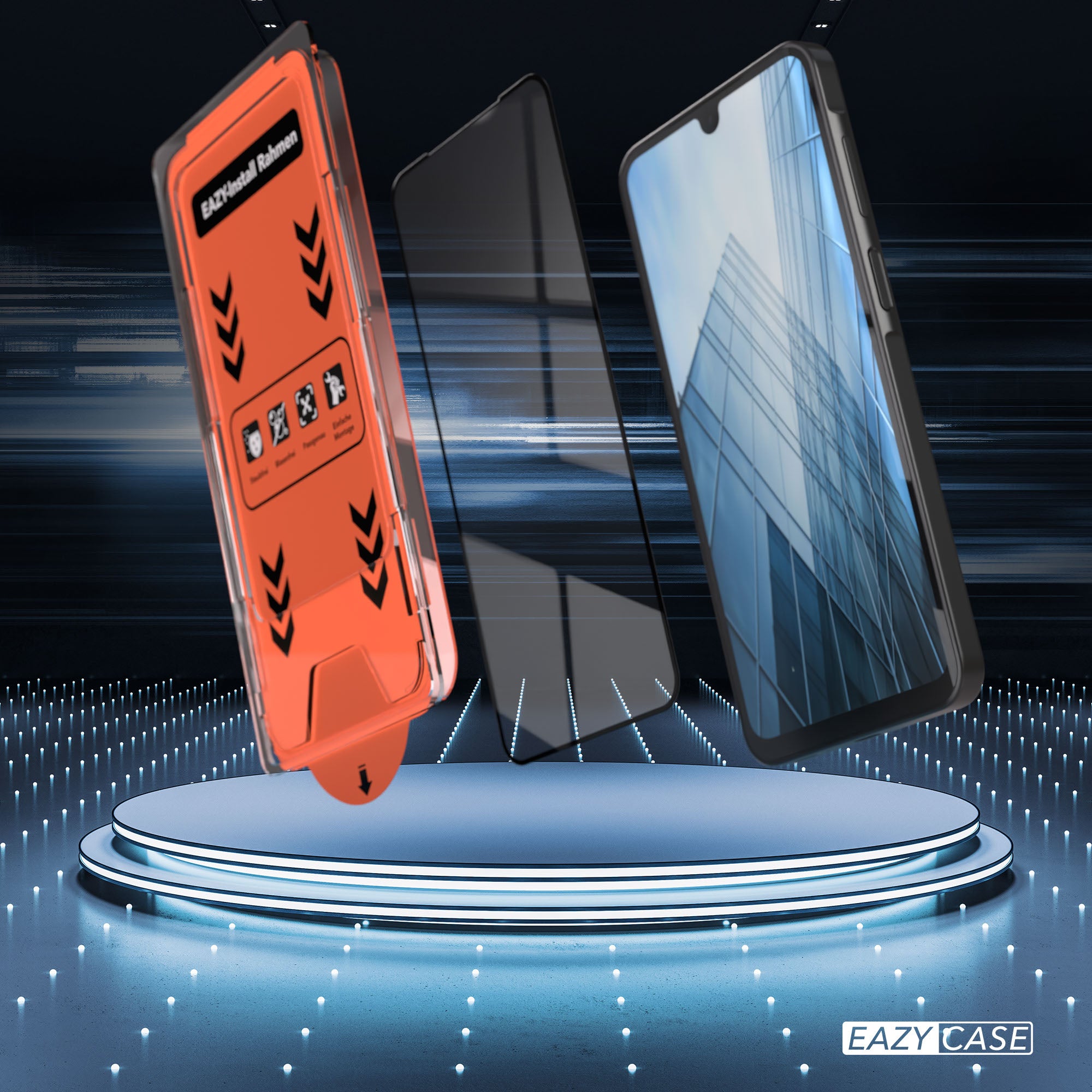 Samsung Galaxy A26 Schutzfolie Set mit Installationsrahmen schwarzer Rand