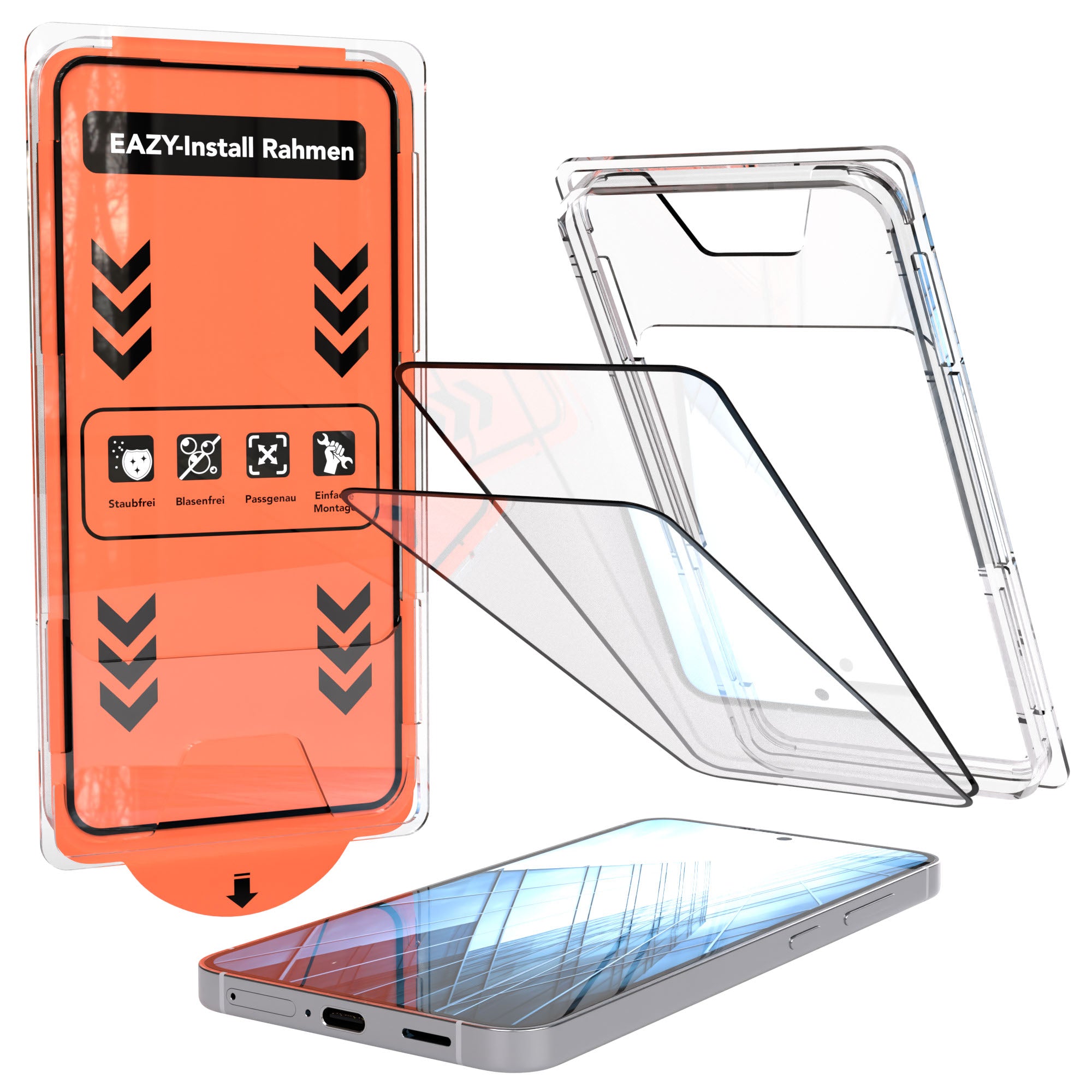 Galaxy S25 2er Set Glasfolie + Installationsrahmen