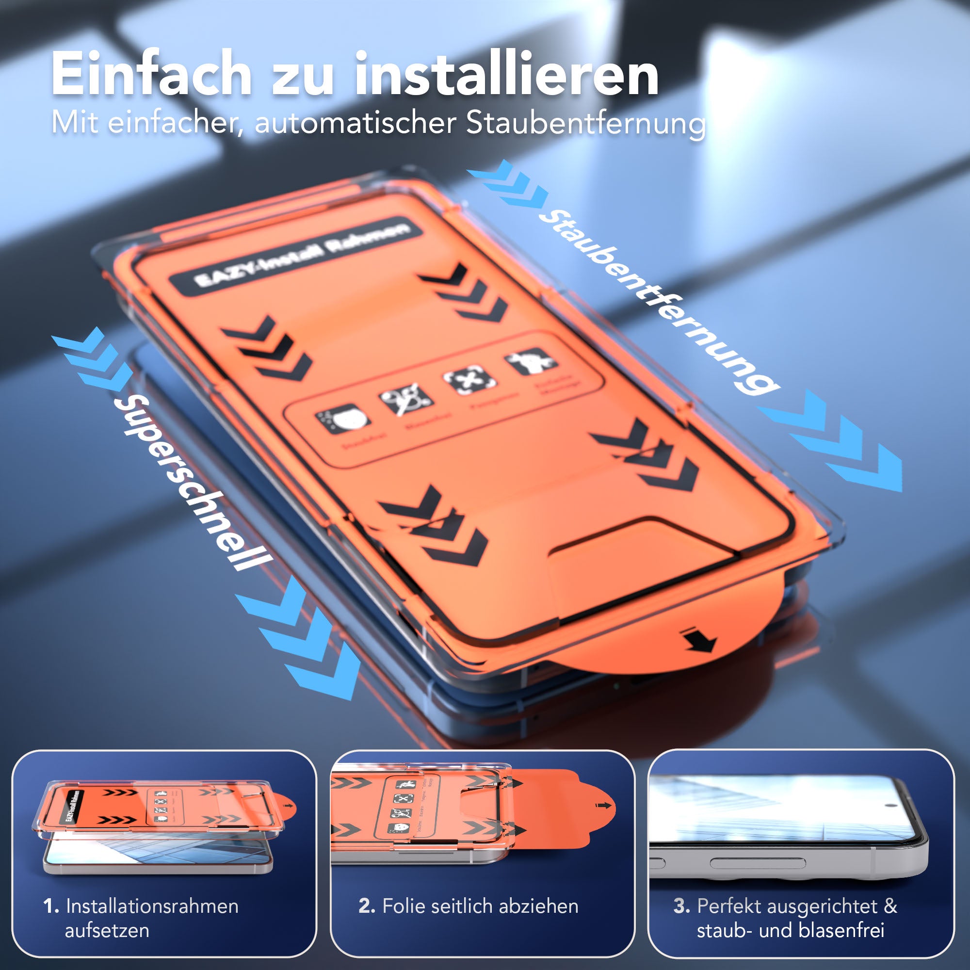 Galaxy S25 2er Set Glasfolie + Installationsrahmen