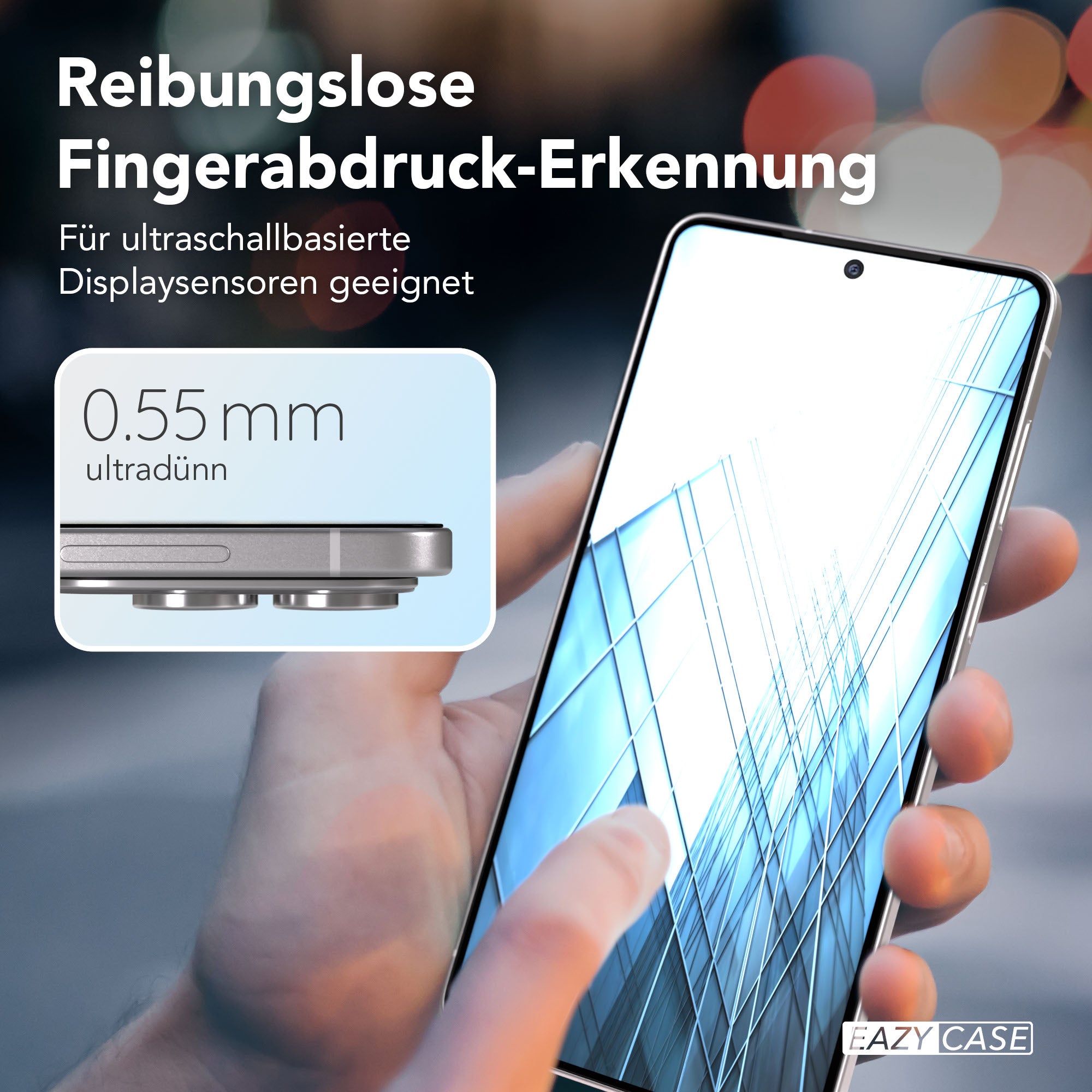 Samsung Galaxy S25 Edge Schutzfolie mit schwarzem Installationsrahmen und 9H Hartglas