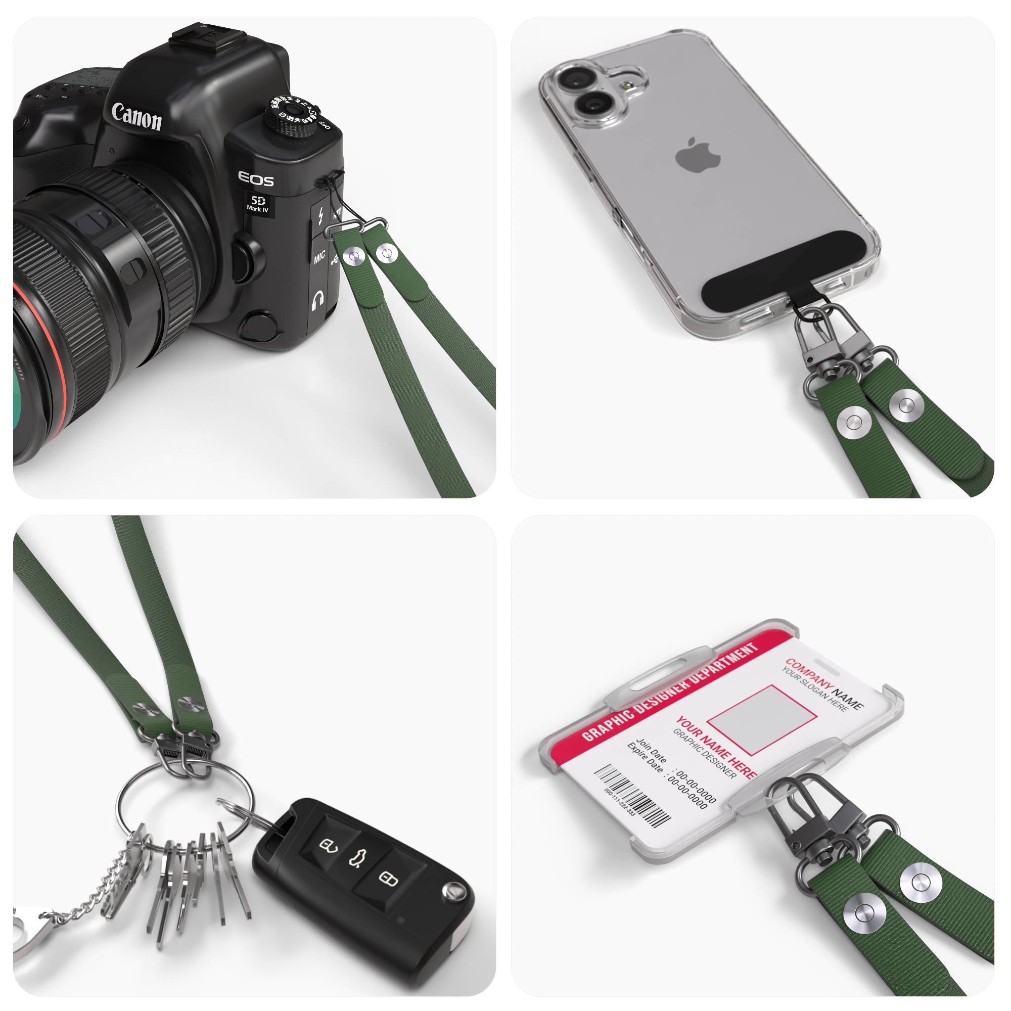 Magnetische Universal Handykette mit Karabiner und Connectoren zum Umhängen