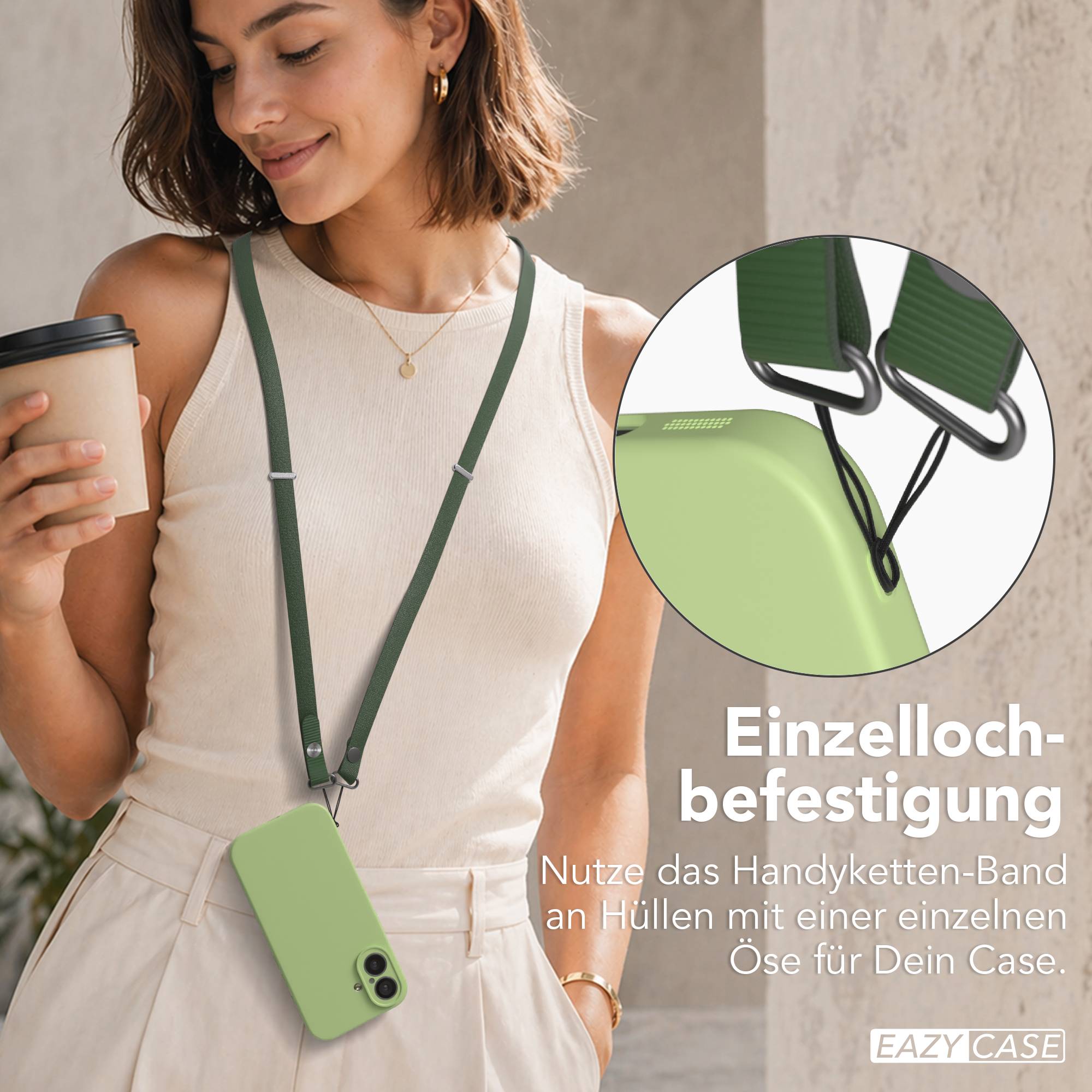 Magnetische Universal Handykette mit Karabiner und Connectoren zum Umhängen