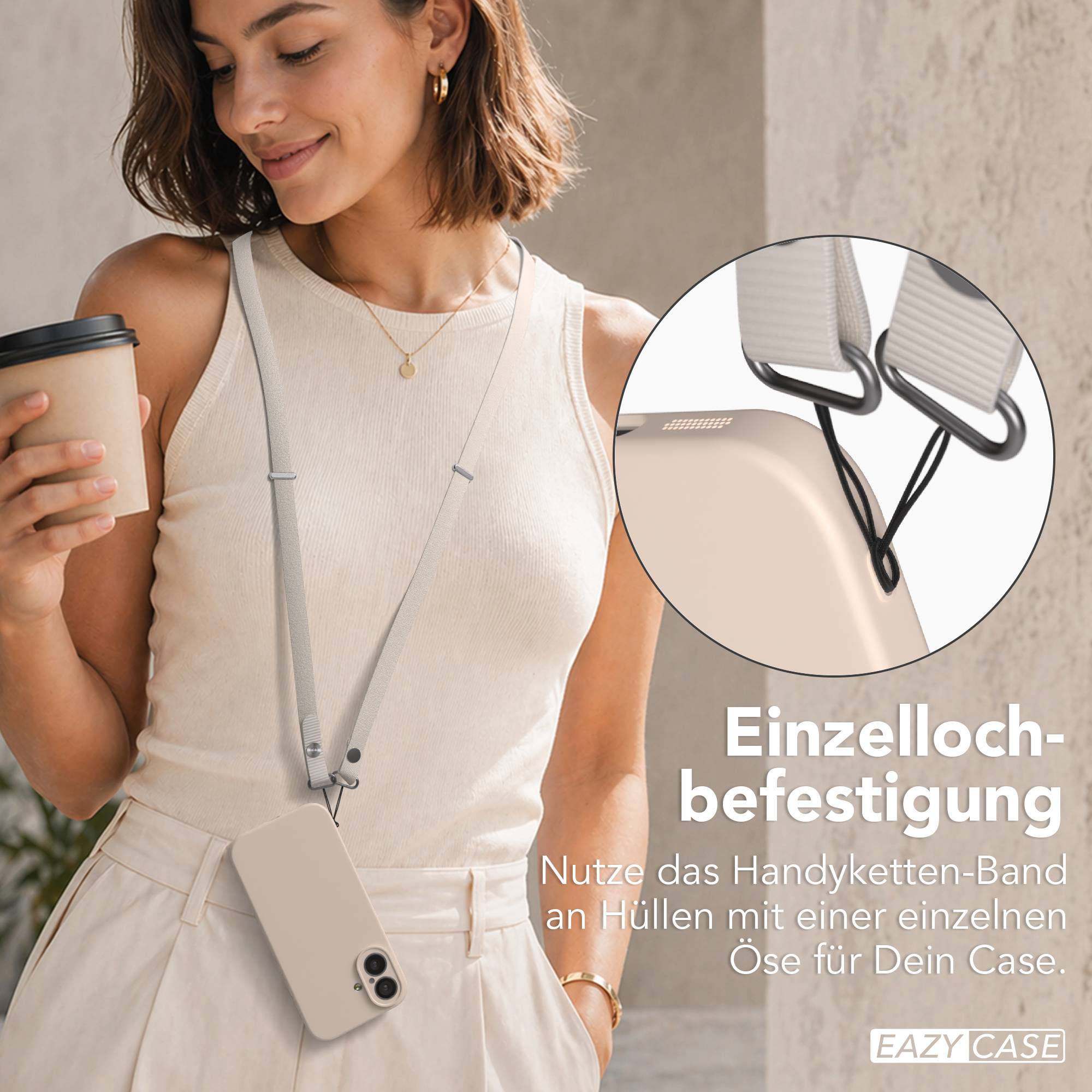 Magnetische Universal Handykette mit Karabiner und Connectoren zum Umhängen