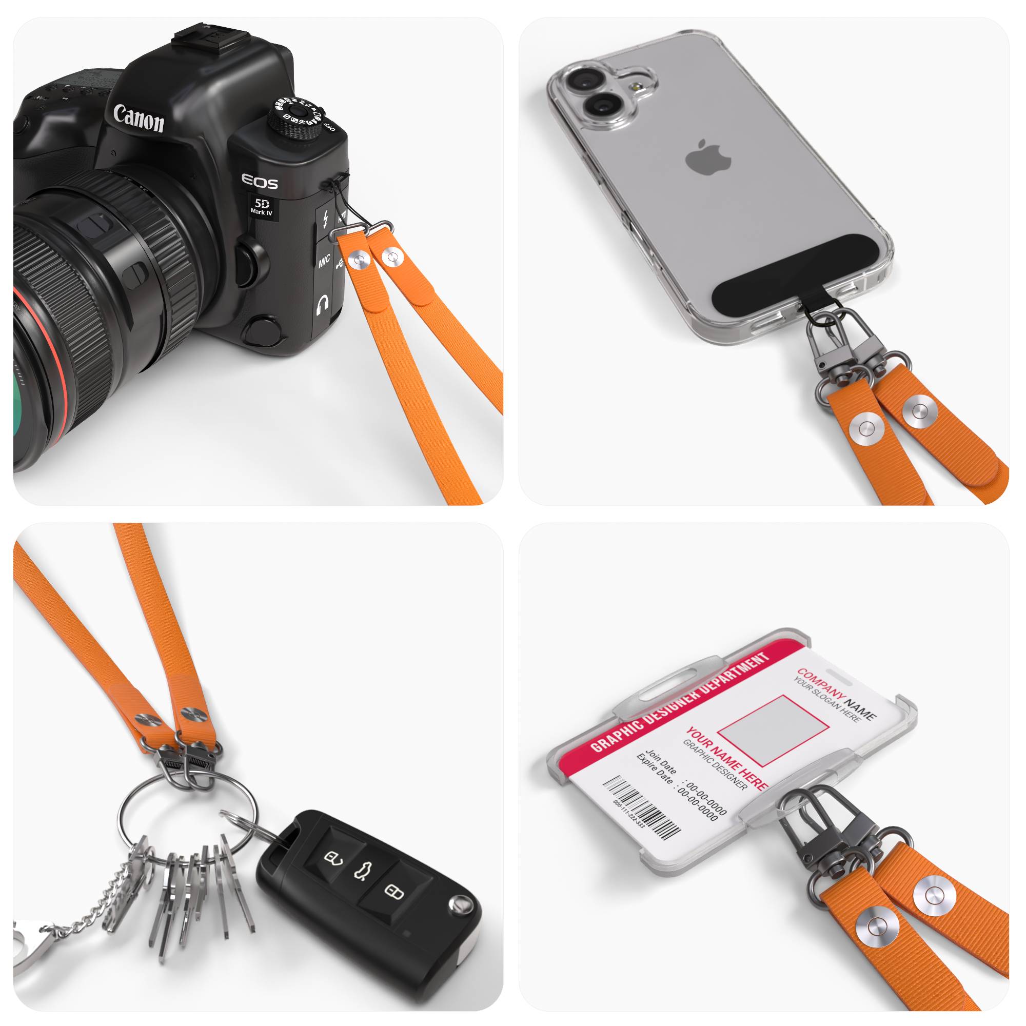 Magnetische Universal Handykette mit Karabiner und Connectoren zum Umhängen