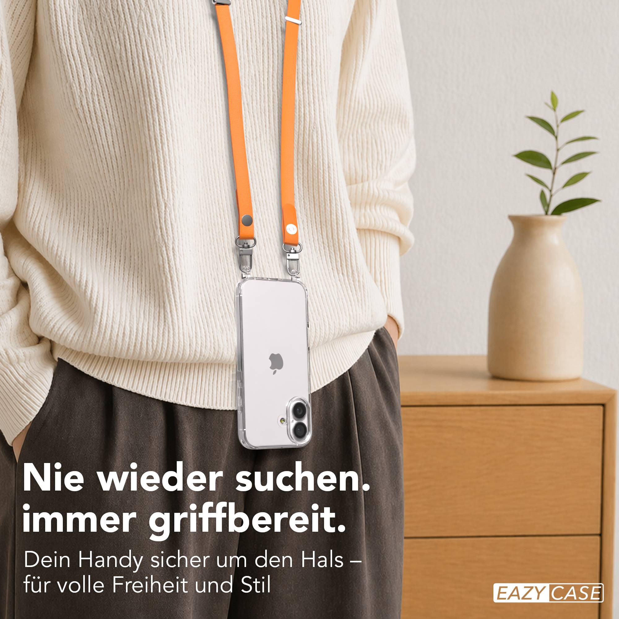 Magnetische Universal Handykette mit Karabiner und Connectoren zum Umhängen