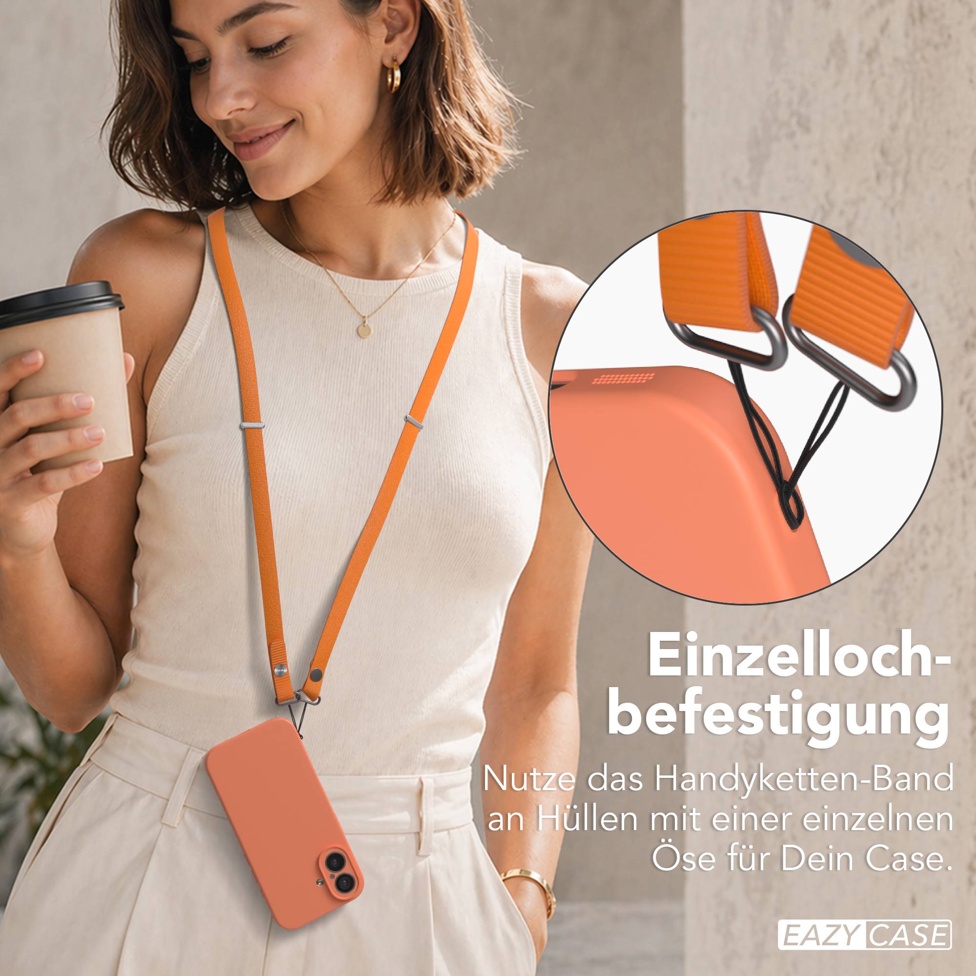 Magnetische Universal Handykette mit Karabiner und Connectoren zum Umhängen