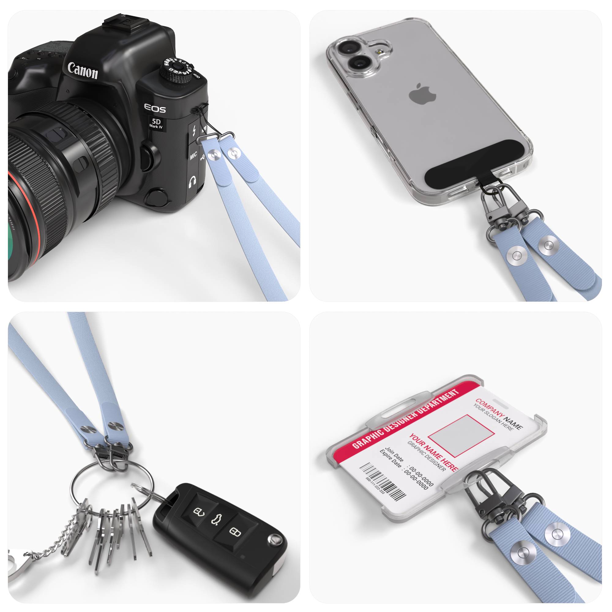 Magnetische Universal Handykette mit Karabiner und Connectoren zum Umhängen