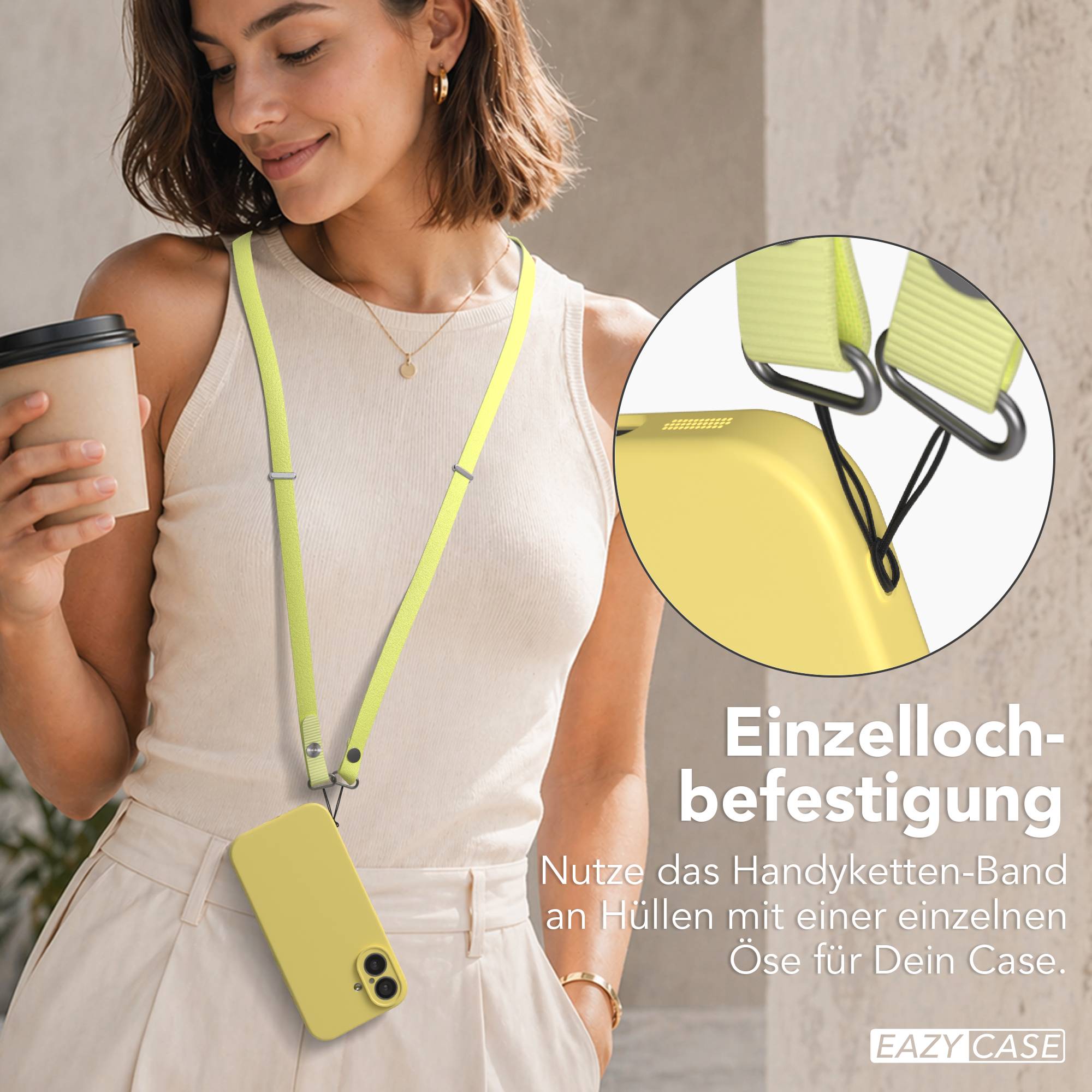 Magnetische Universal Handykette mit Karabiner und Connectoren zum Umhängen