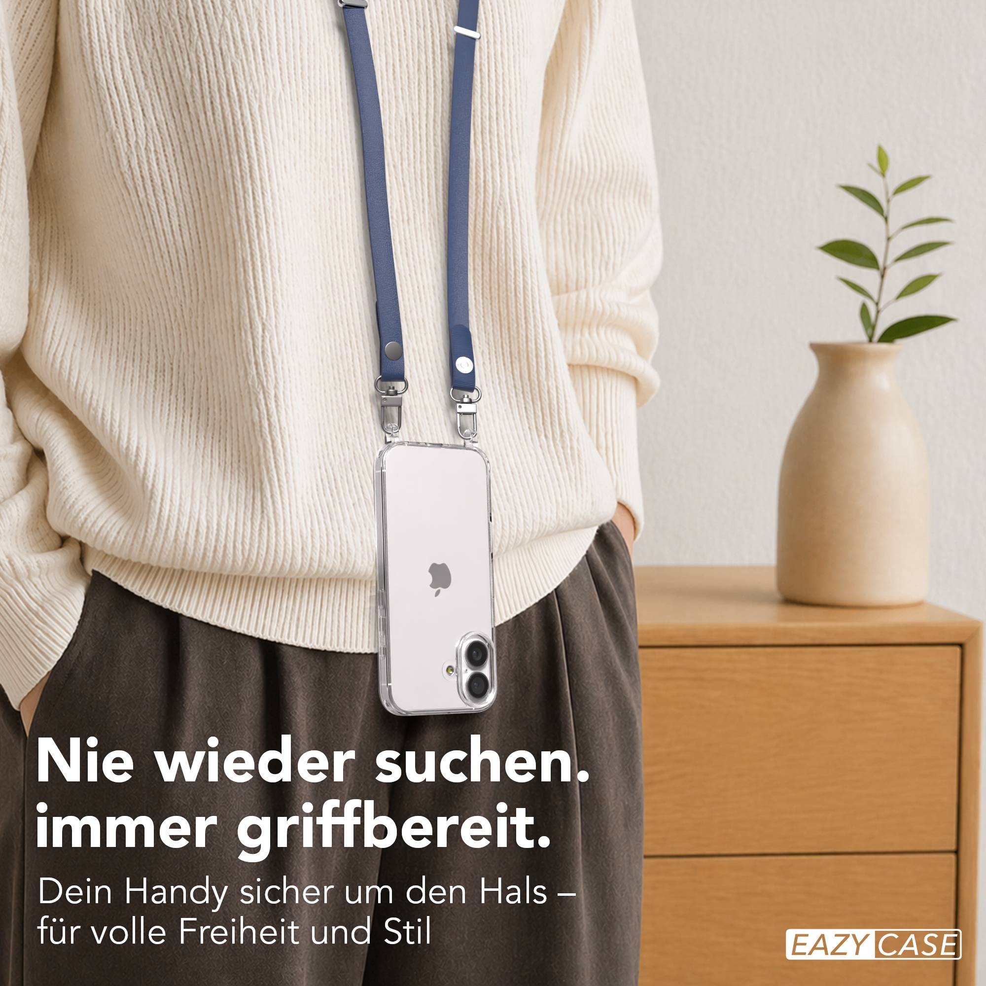 Magnetische Universal Handykette mit Karabiner und Connectoren zum Umhängen