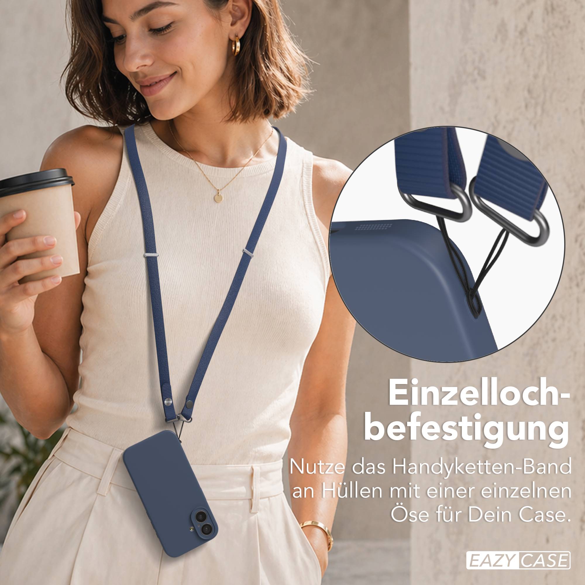 Magnetische Universal Handykette mit Karabiner und Connectoren zum Umhängen