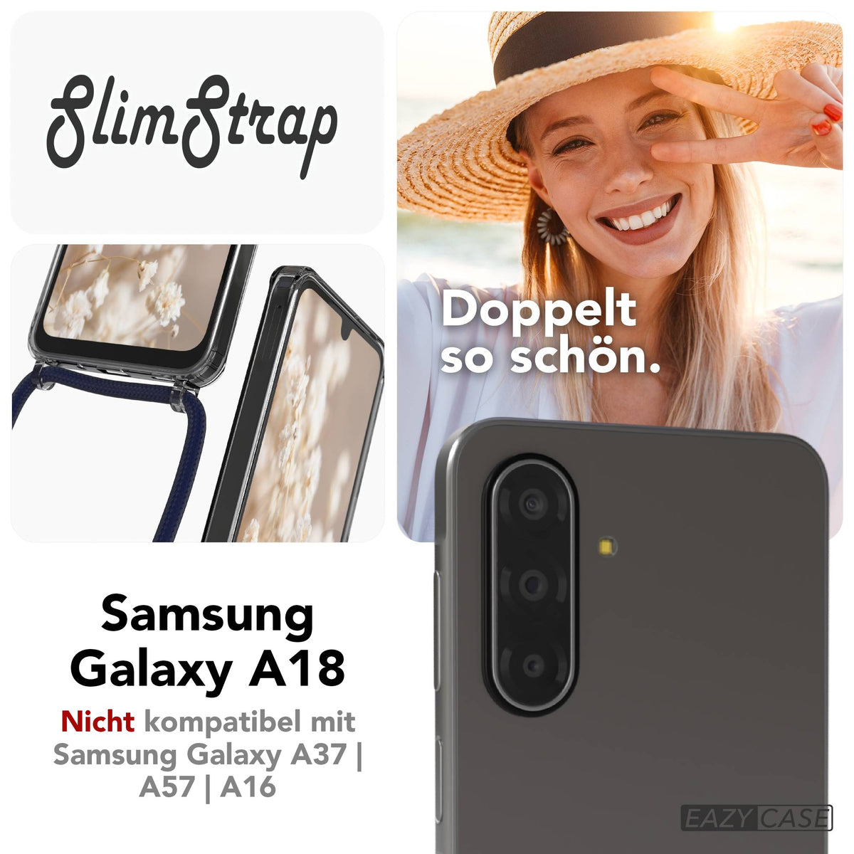 Galaxy A18 transparente Hülle + Kordel mit MagSafe