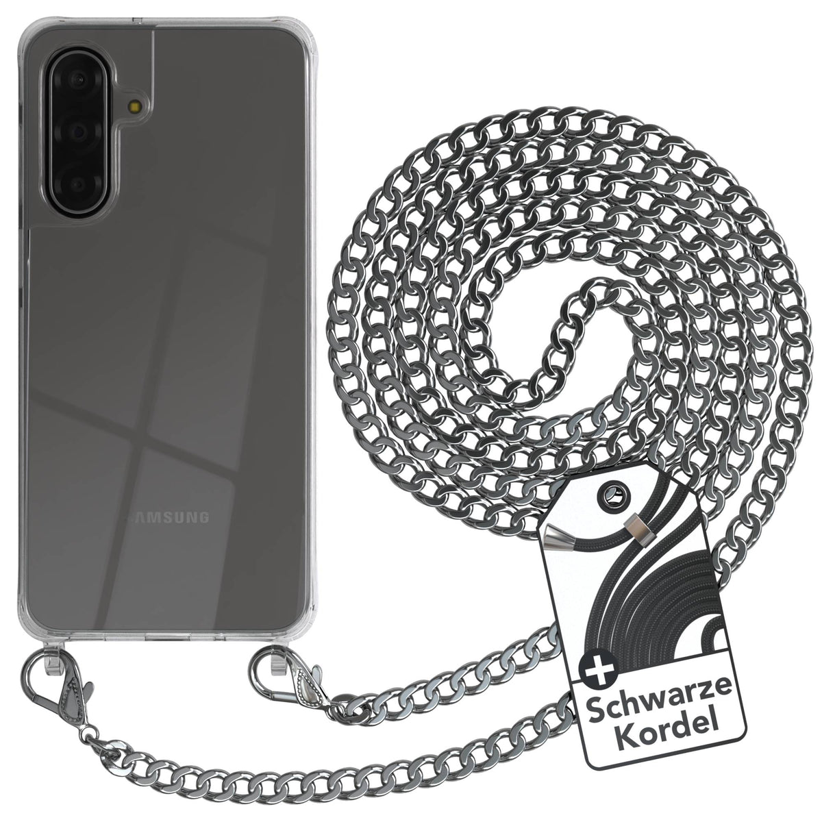 Galaxy A18 Hülle mit Metallkette + Schwarze Kordel