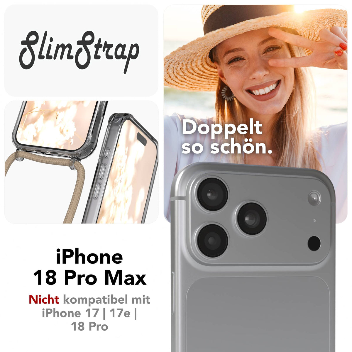 iPhone 18 Pro Max transparente Hülle + Kordel mit MagSafe
