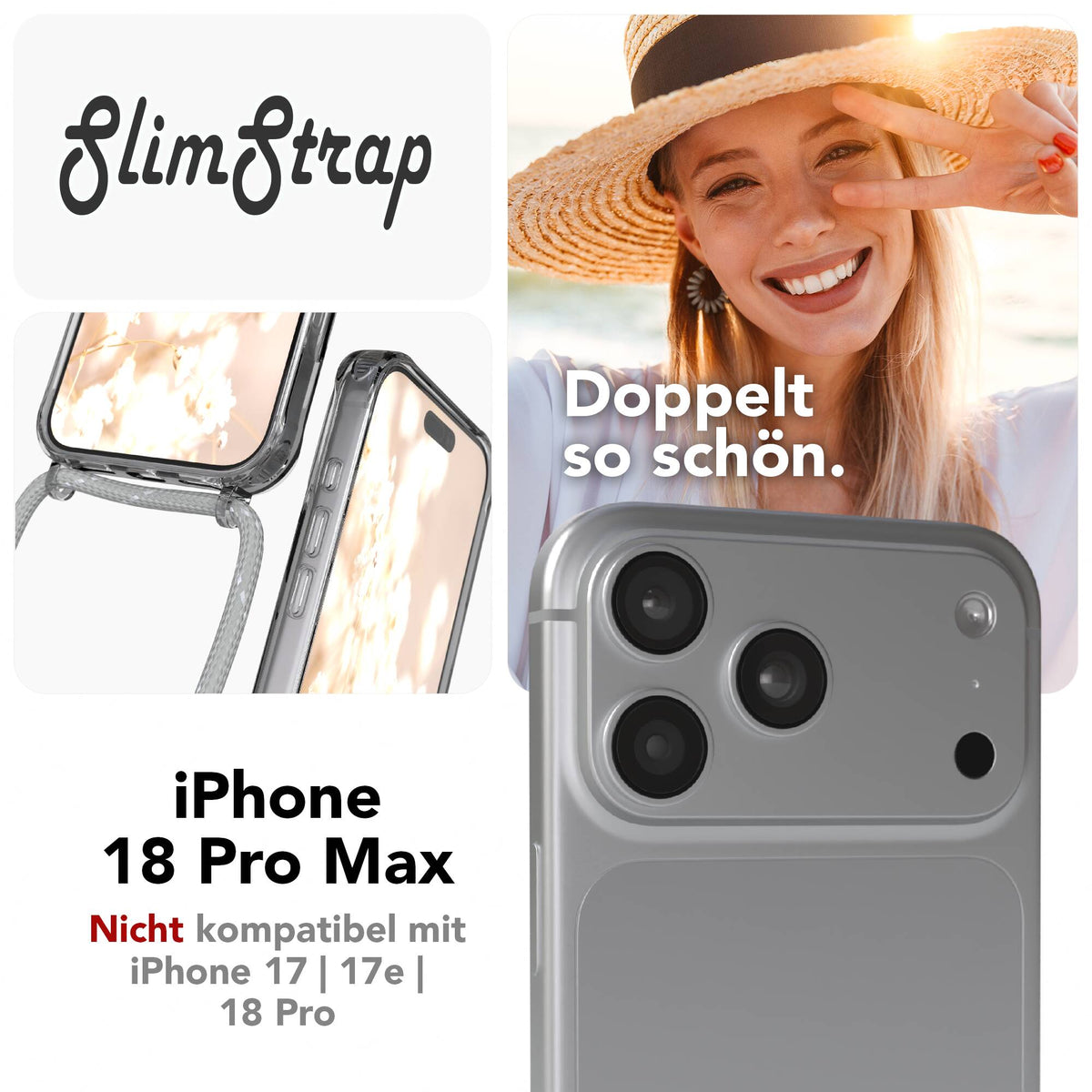 iPhone 18 Pro Max transparente Hülle + Kordel mit MagSafe