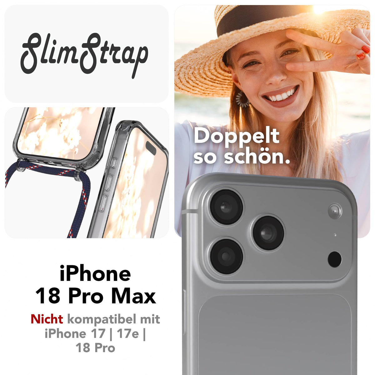 iPhone 18 Pro Max transparente Hülle + Kordel mit MagSafe