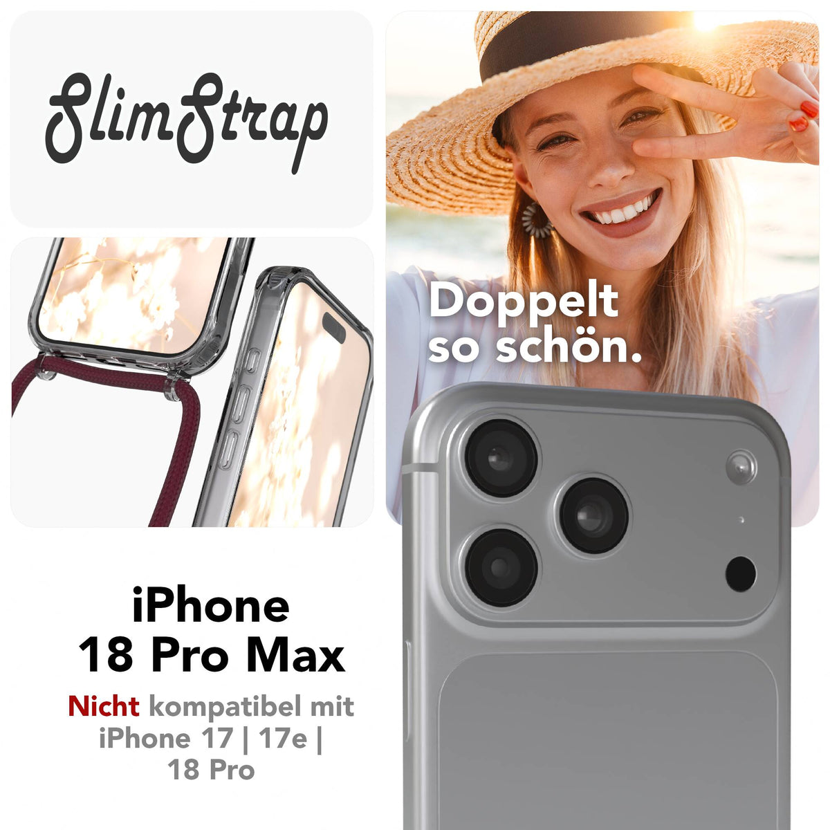 iPhone 18 Pro Max transparente Hülle + Kordel mit MagSafe