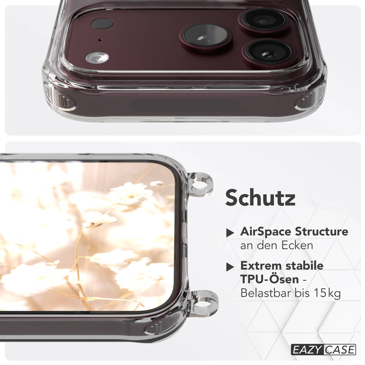 iPhone 18 Pro Max Hülle mit Metallkette + Schwarze Kordel