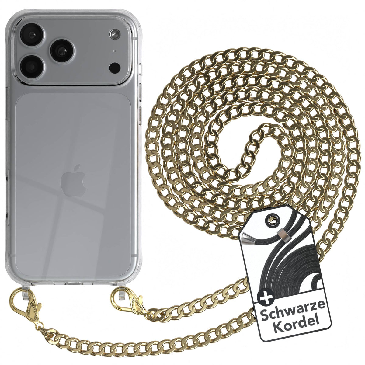 iPhone 18 Pro Max Hülle mit Metallkette + Schwarze Kordel