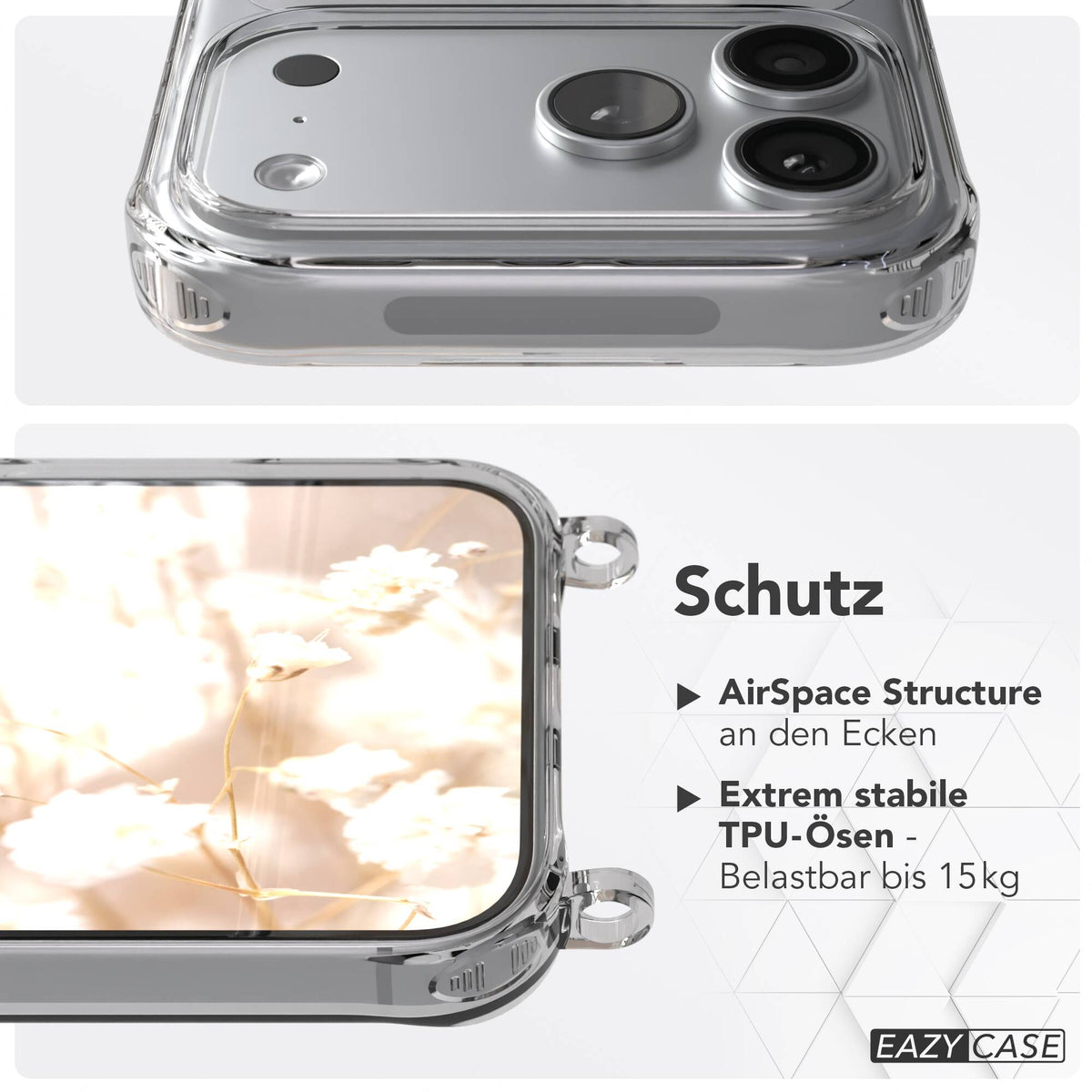 iPhone 18 Pro Max Hülle mit Metallkette + Schwarze Kordel