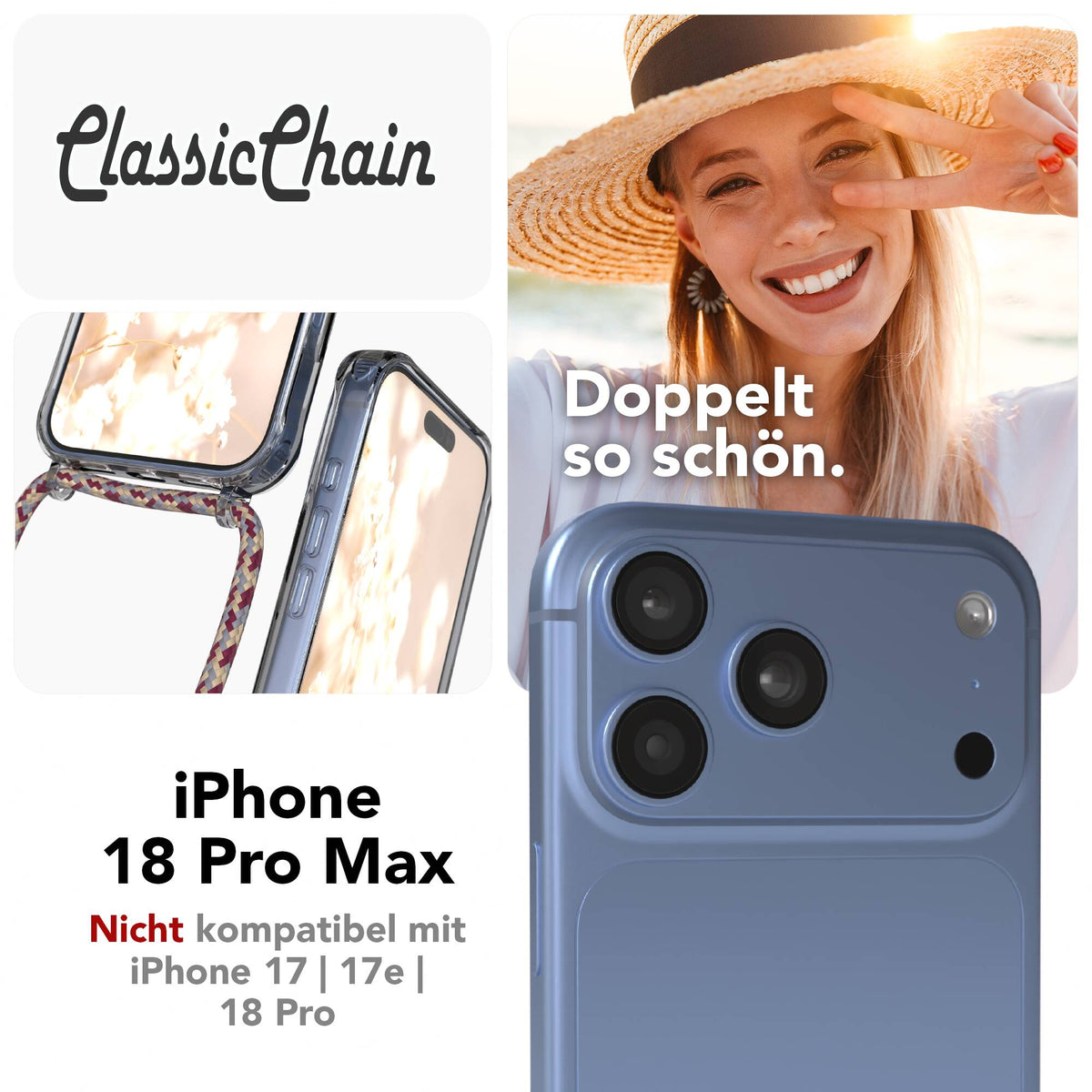 iPhone 18 Pro Max transparente Hülle + Kordel
