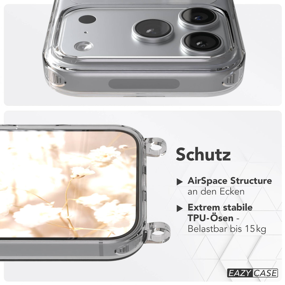 iPhone 18 Pro Hülle mit Metallkette + Schwarze Kordel
