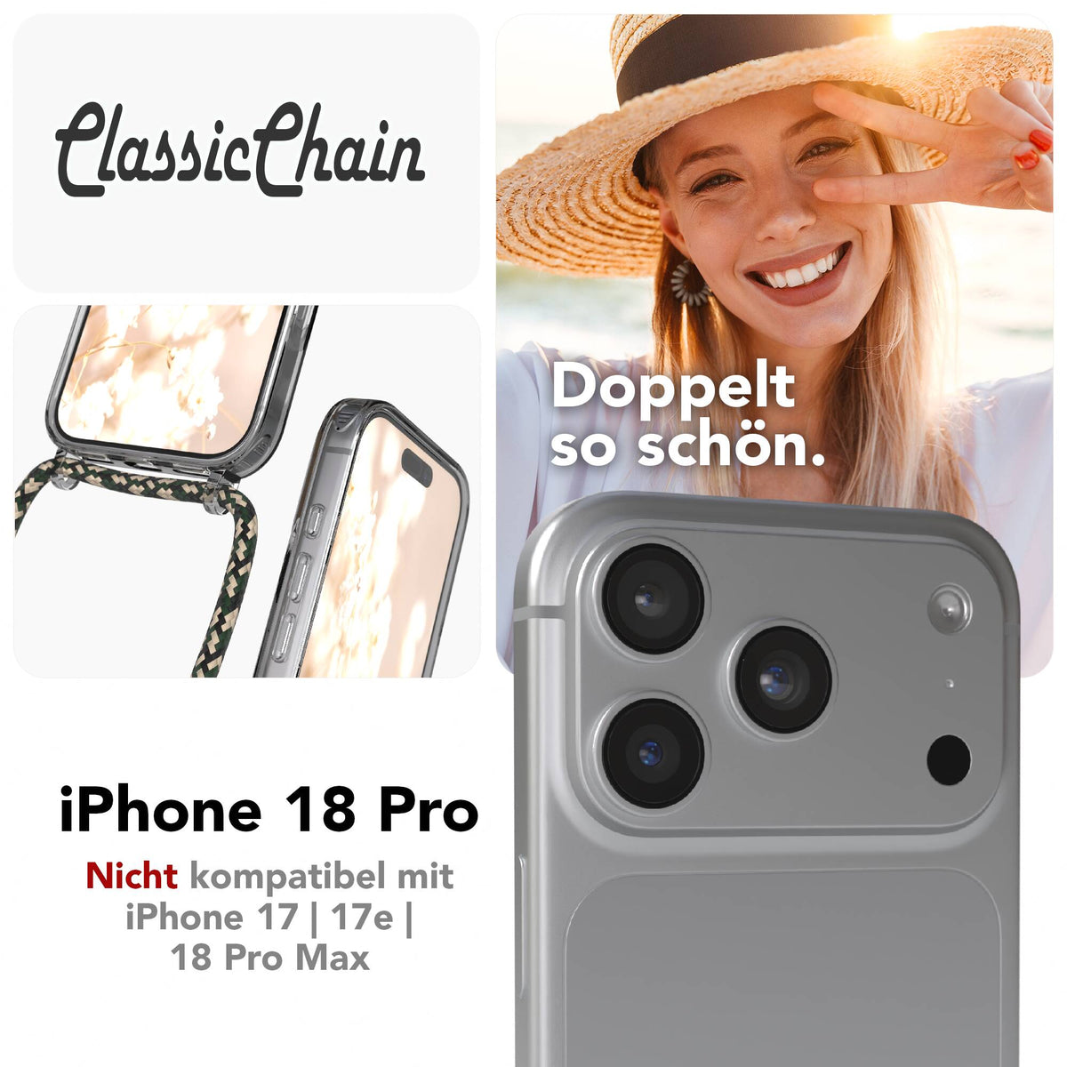 iPhone 18 Pro transparente Hülle + Kordel