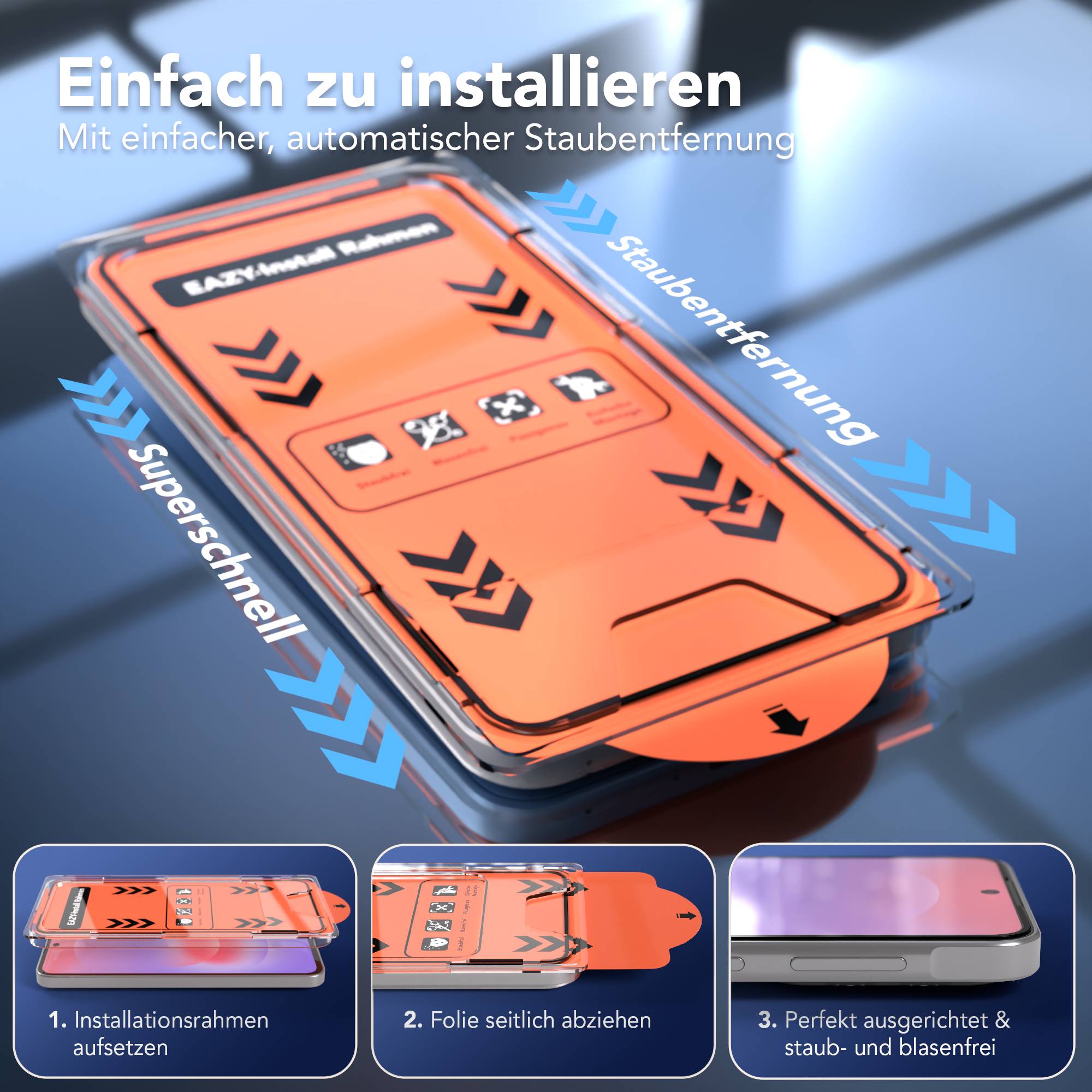 Samsung Galaxy A37 Schutzfolie Set mit Installationsrahmen Displayschutz