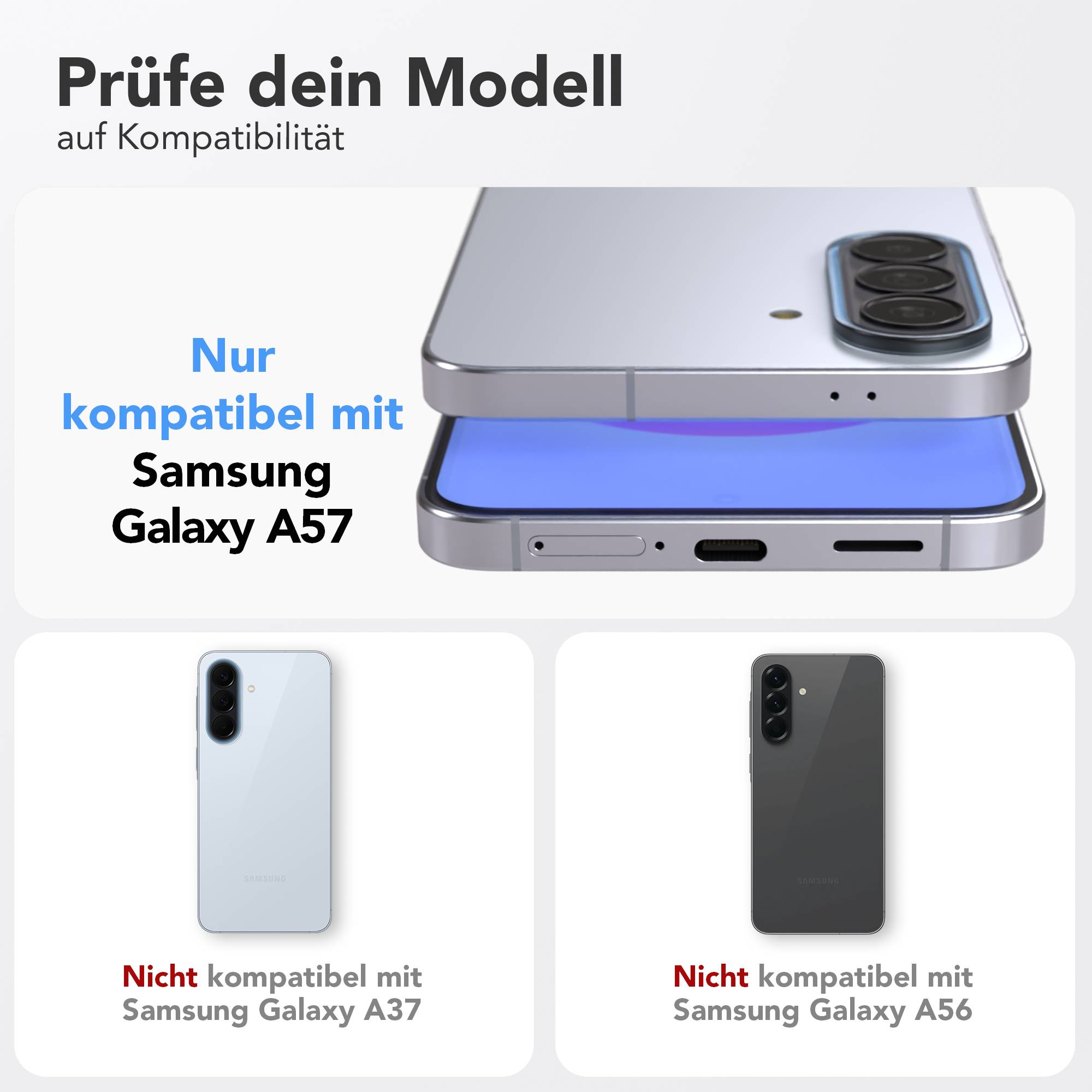 Samsung Galaxy A57 Schutzfolie Set mit Installationsrahmen und Kameraschutz