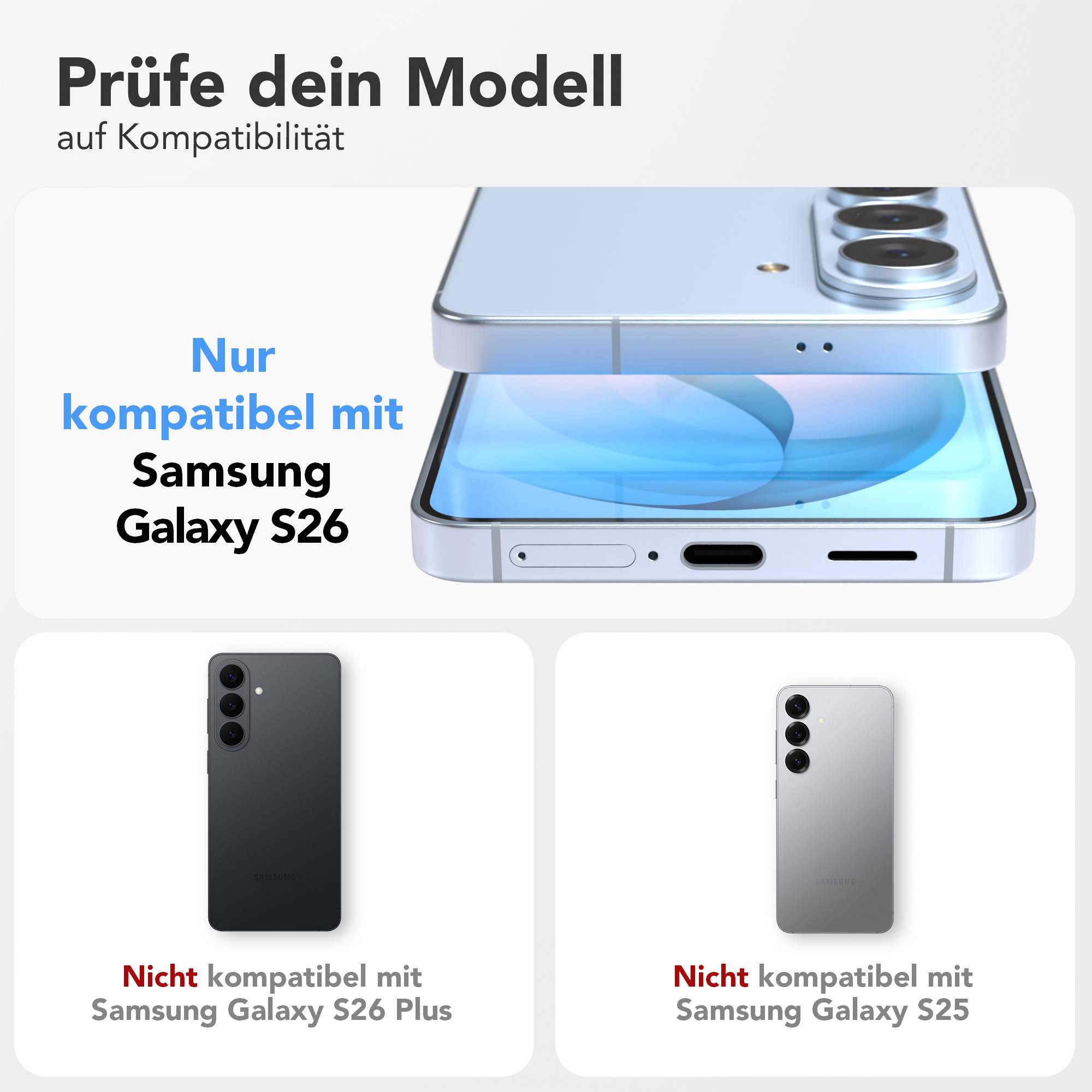 Samsung Galaxy S26 Schutzfolie 2er Set mit Installationsrahmen von EAZY CASE