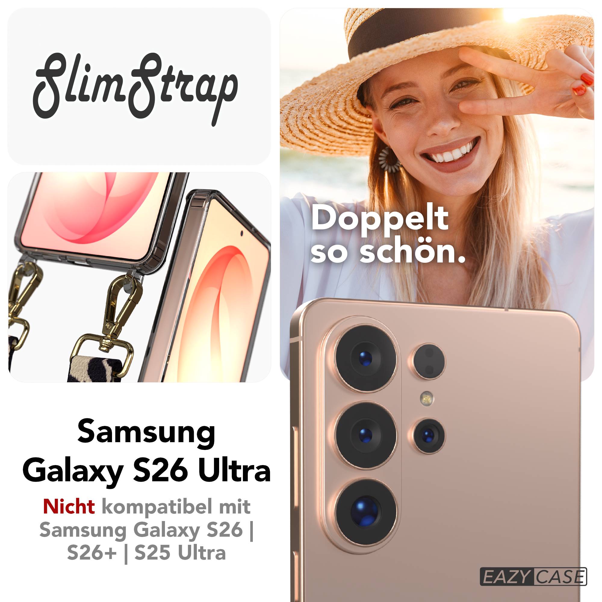 Samsung Galaxy S26 Ultra transparente Schutzhülle mit Befestigungsösen für Handyketten