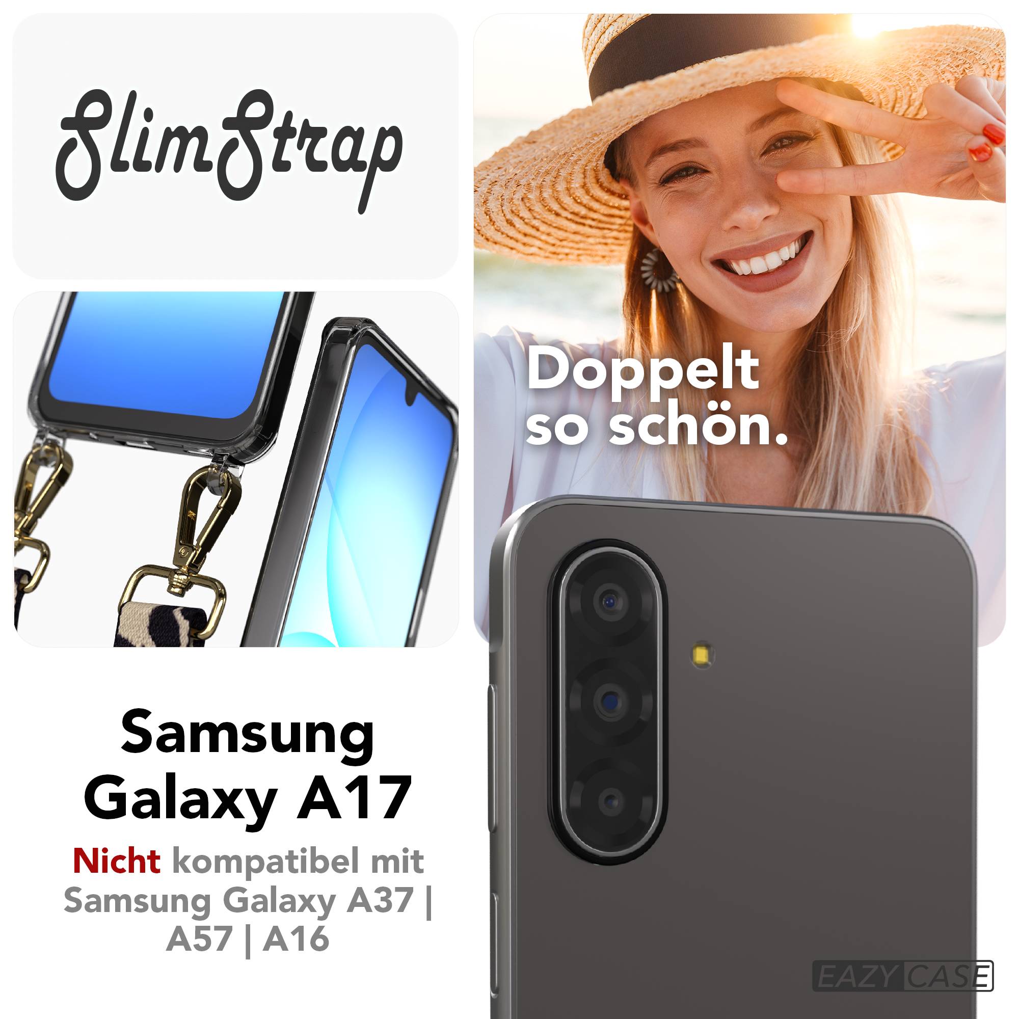 Samsung Galaxy A17 Handyhülle mit Befestigungsösen für Handyketten transparent
