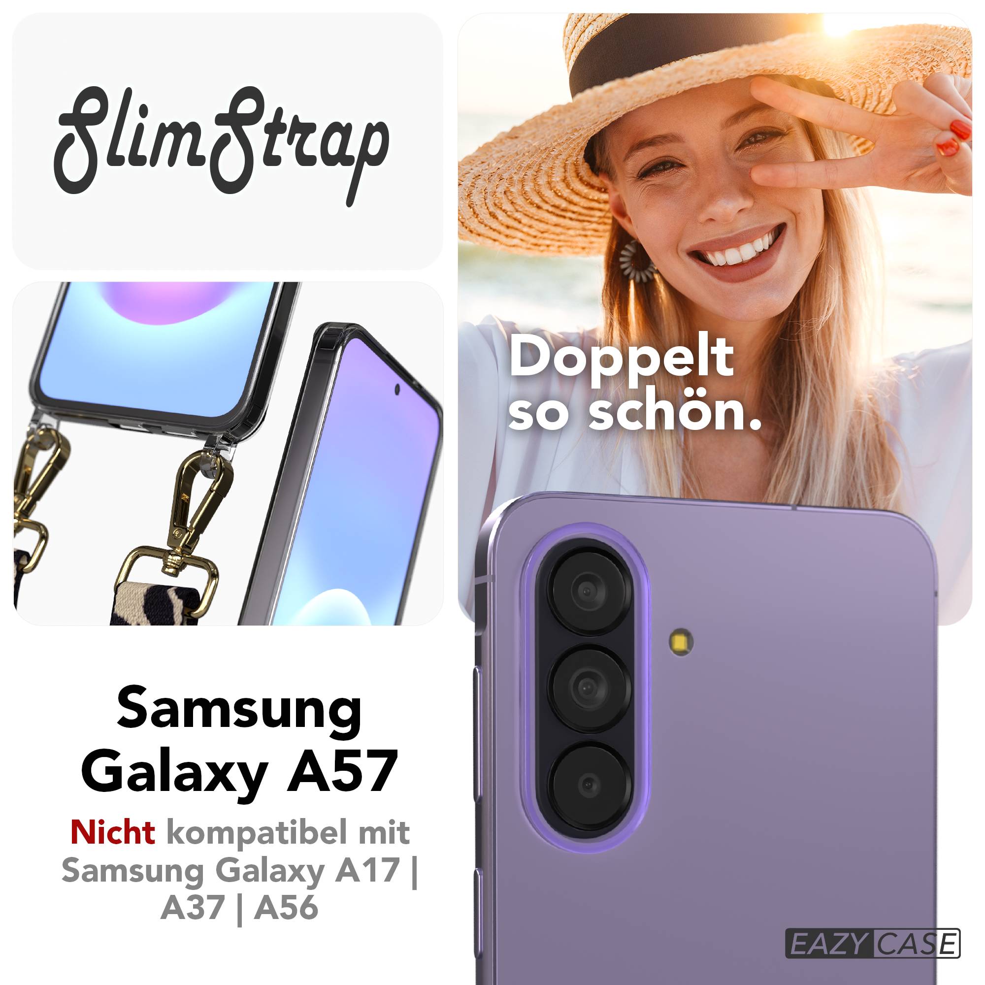 Samsung Galaxy A57 transparente Schutzhülle mit Befestigungsösen für Handyketten